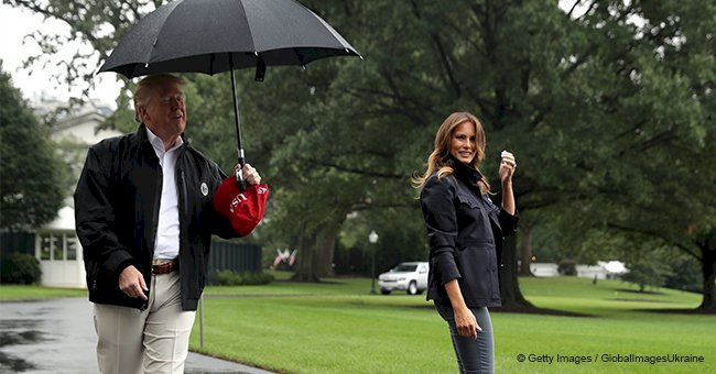 Donald Trump criticized for leaving Melania to get wet in the rain while holding an umbrella