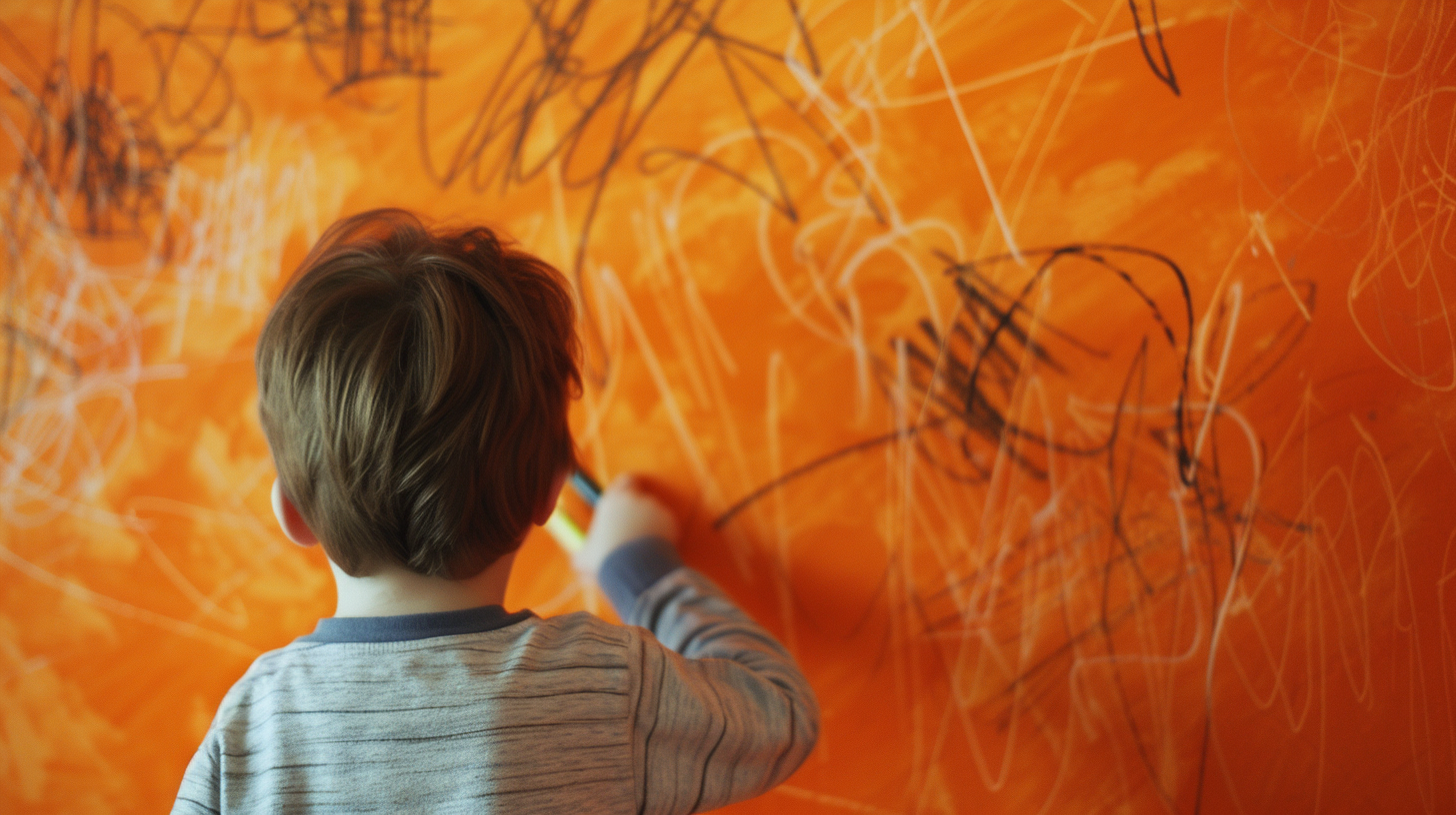 A child drawing on a wall | Source: Midjourney