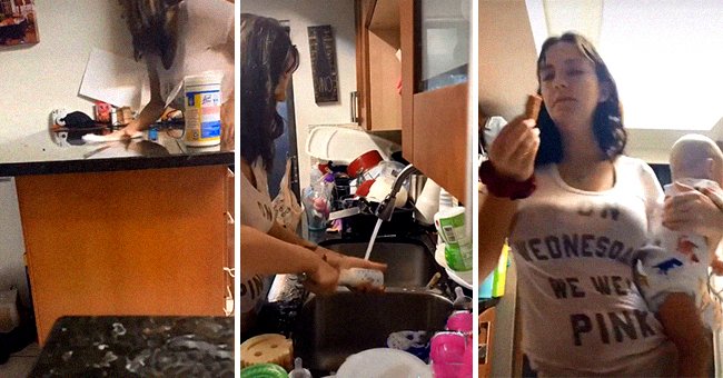 Three different pictures of stay-a-home mother Sierra Nicole involved in her daily routine. | Source: tiktok.com/sierra_not_ciara