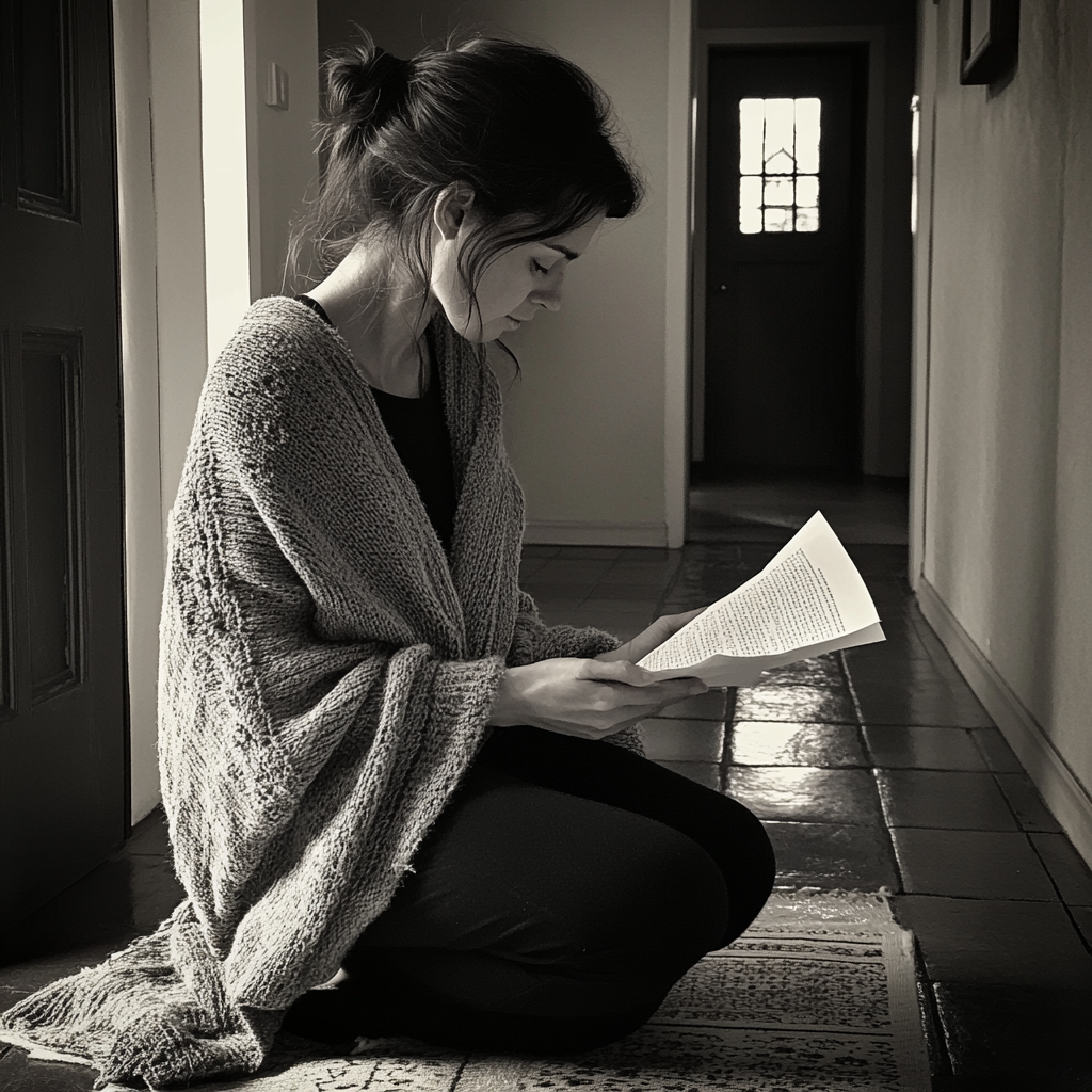 A woman reading a letter | Source: Midjourney