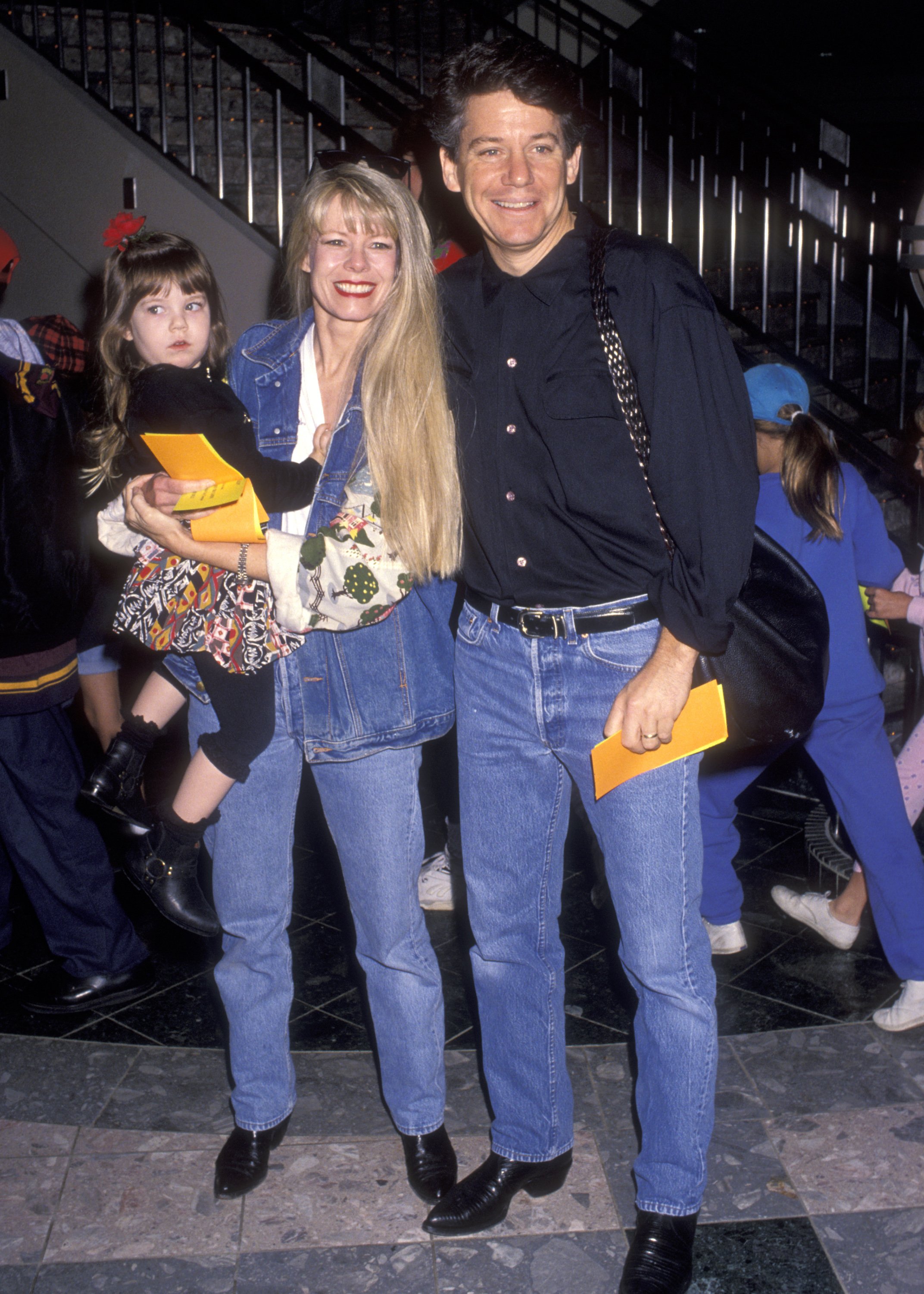 Anson Williams, wife Jackie Gerken, and daughter Hannah Williams attend the 'Cop and 1/2 ' Universal City Premiere on March 28, 1993 at Cineplex Odeon Universal City 18 Theatres in Universal City, California | Source: Getty Images