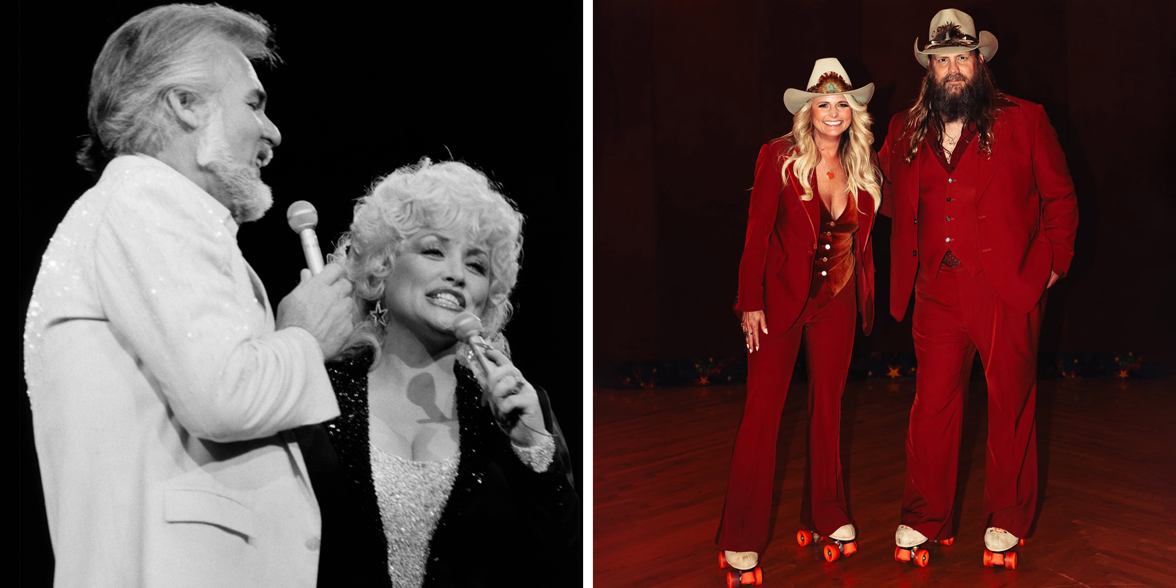 Kenny Rogers and Dolly Parton. | Miranda Lambert and Chris Stapleton. | Sources: Getty Images | Instagram/mirandalambert