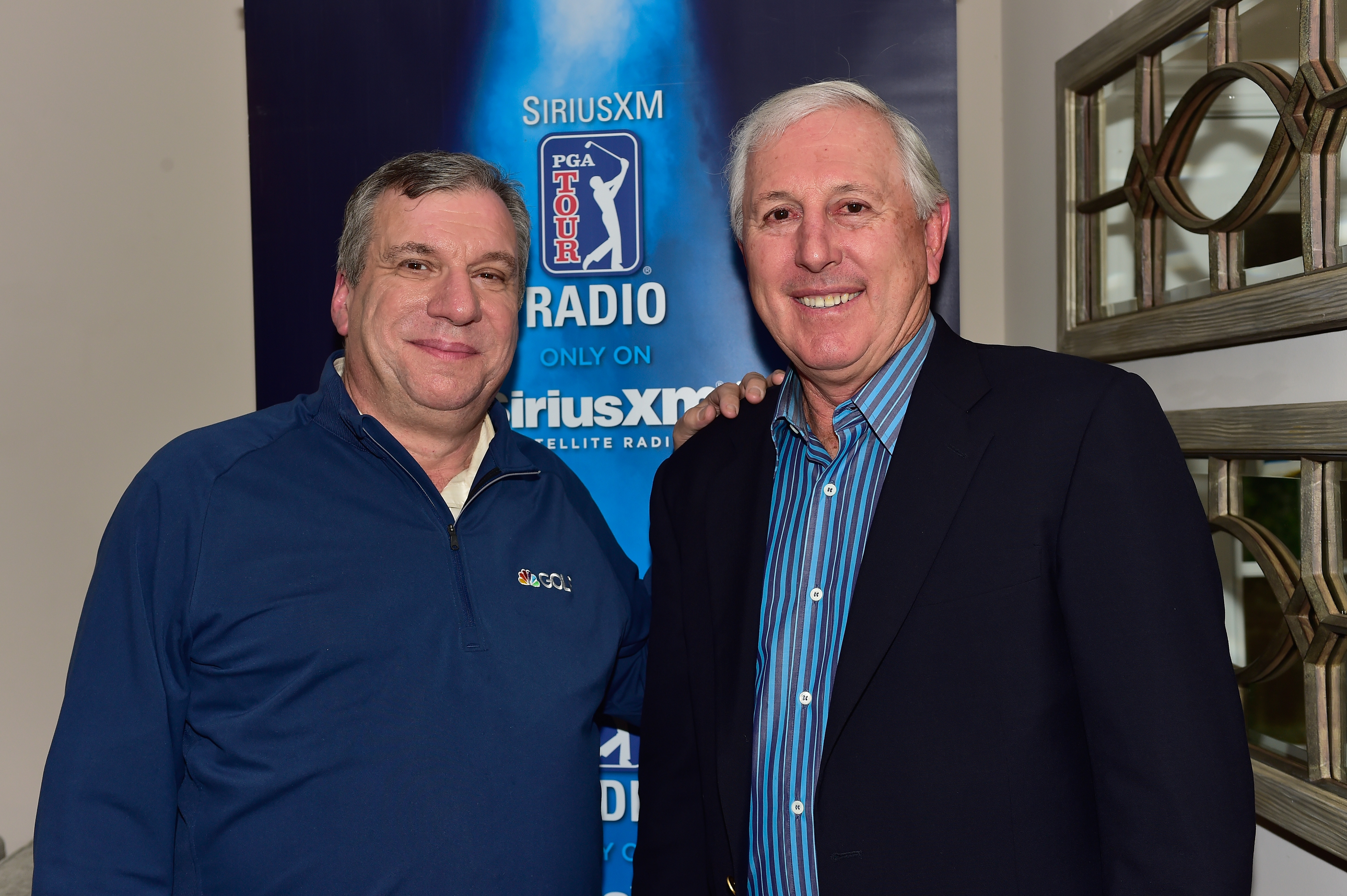 John Feinstein and Hale Irwin pose for photo at SiriusXM Broadcasts From The Masters - Day 2 on April 5, 2017 in Augusta, Georgia. | Source: Getty Images