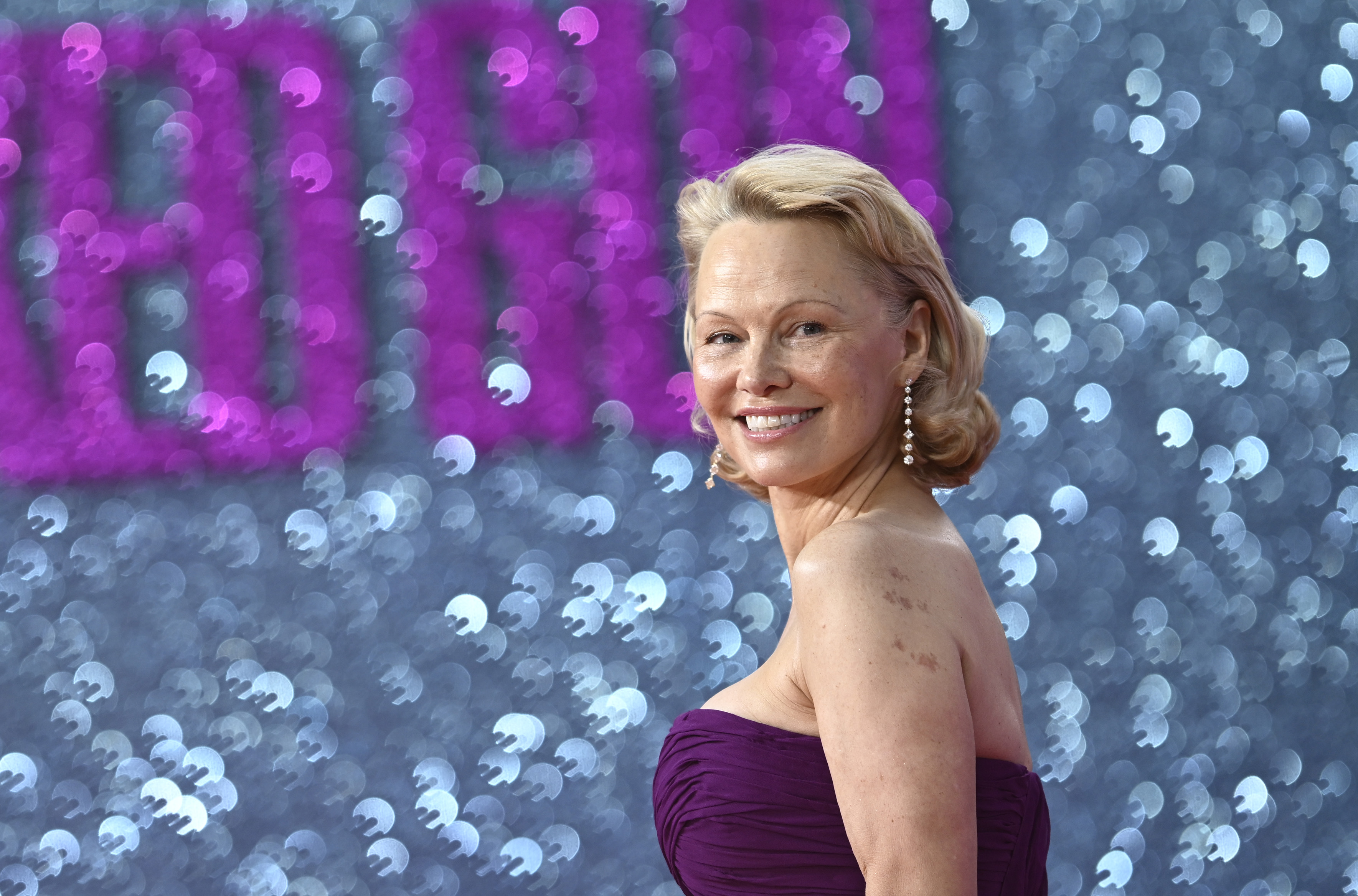 Pamela Anderson attends "The Naked Gun" UK Premiere at Cineworld Leicester Square on July 22, 2025 in London, England. | Source: Getty Images