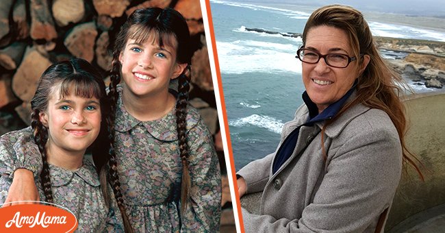(L) Lindsay and Sidney Greenbush as Carrie Ingalls on the 1974 Western drama "Little House on the Prairie." (R) Lindsay Greenbush pictured on the coast. / Source: Getty Images and Twitter/@RachelGreenbush