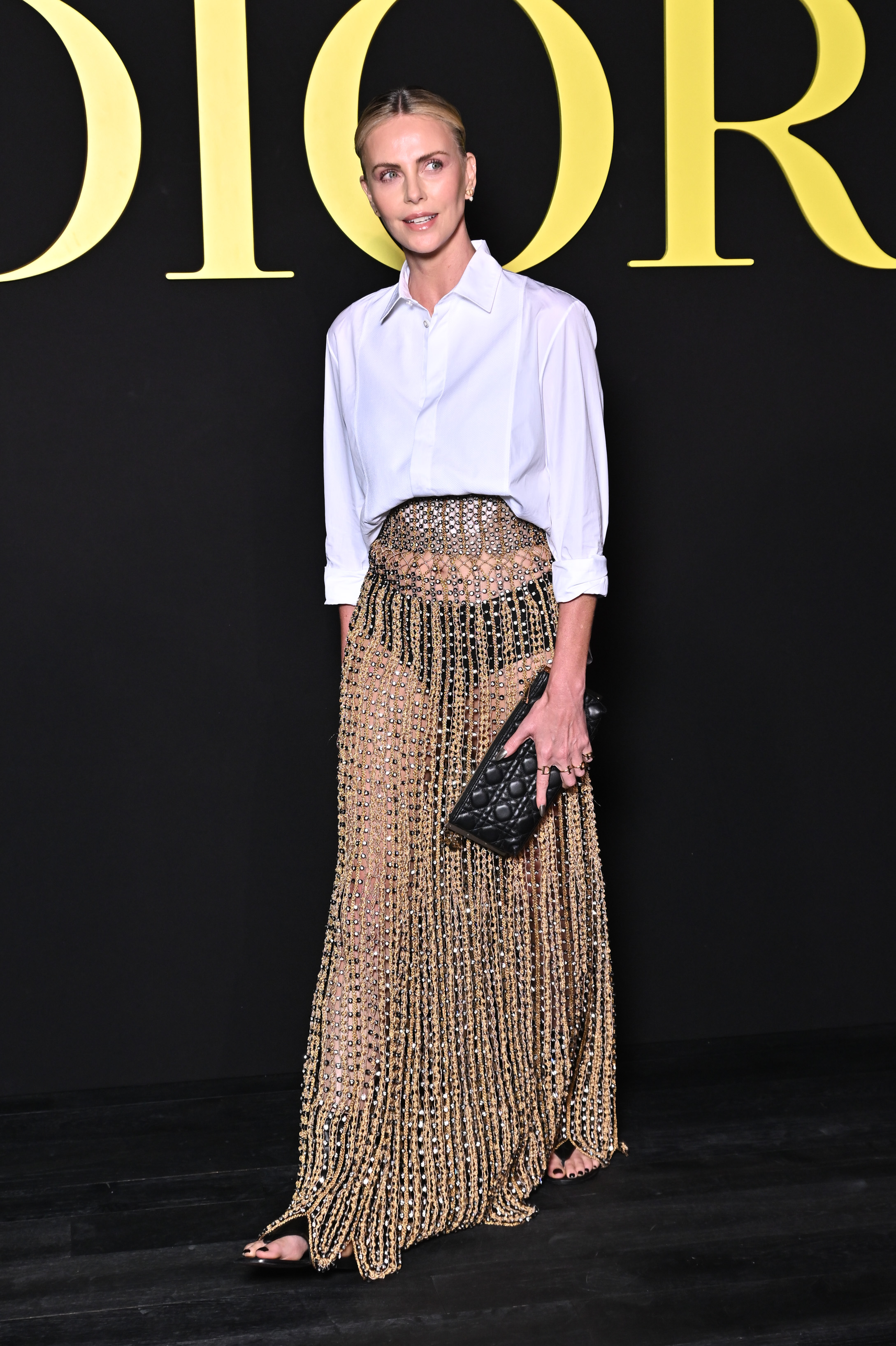Charlize Theron at Christian Dior Ready To Wear Spring 2024 held at the Jardin des Tuileries on September 26, 2023, in Paris, France.| Source: Getty Images