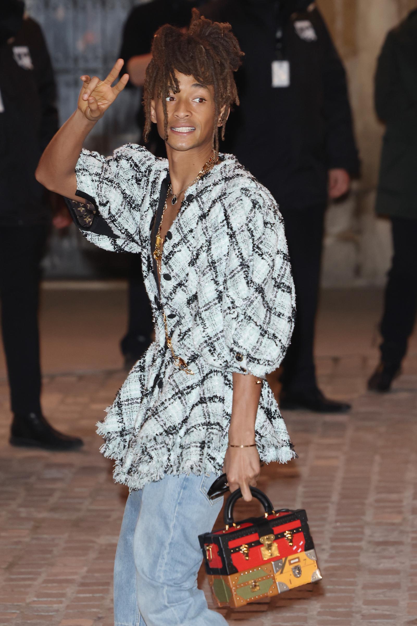 Jaden Smith arrives at the Louis Vuitton Womenswear Fall/Winter 2025-2026 show during Paris Fashion Week | Source: Getty Images