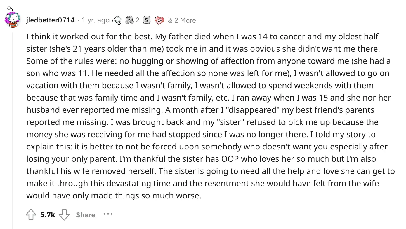 A comment left on the OP's post | Source: reddit.com/r/relationship_advice/