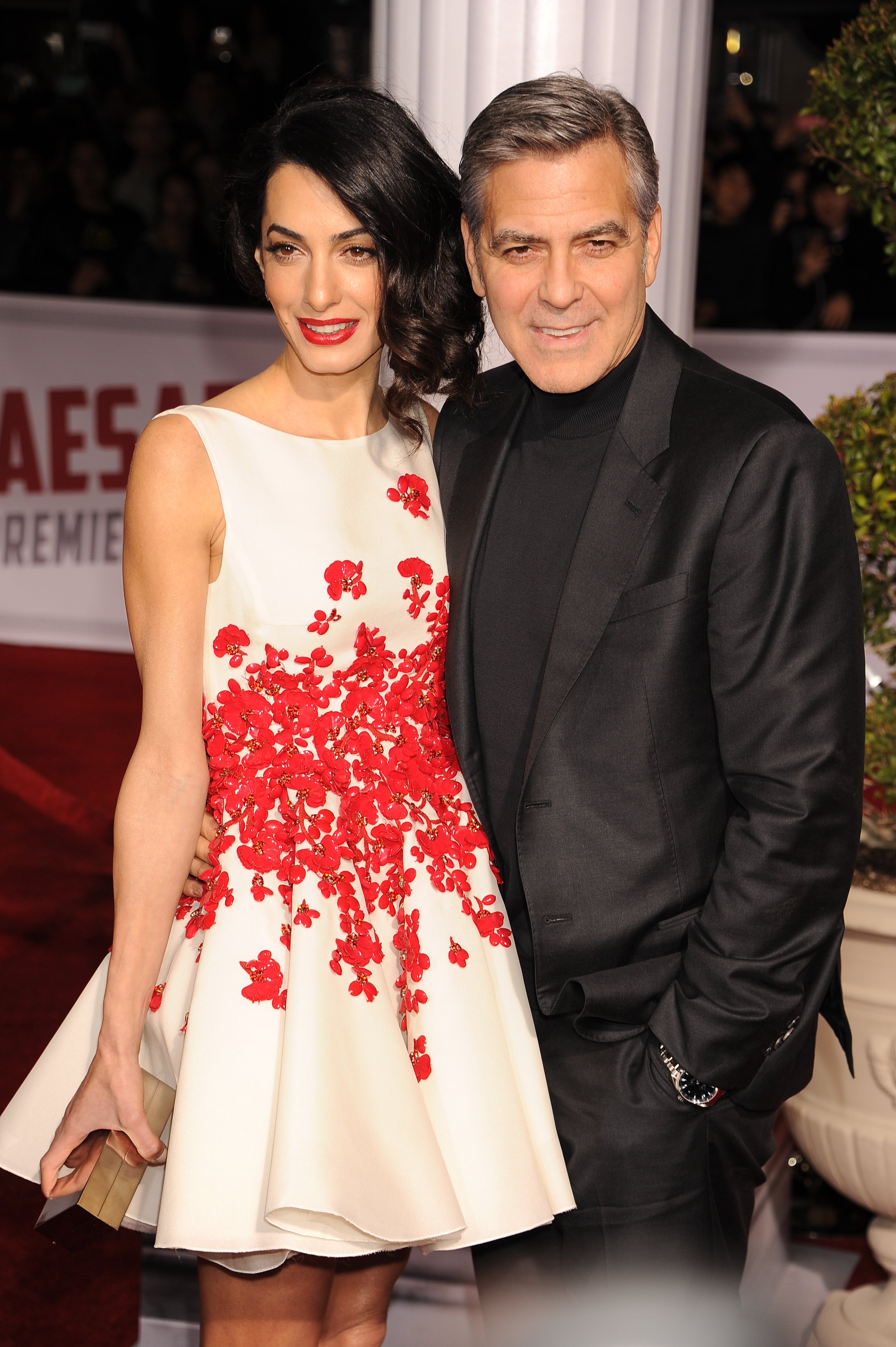 Amal and George Clooney at the premiere of "Hail Caesar!" in Westwood in 2016. | Source: Getty Images