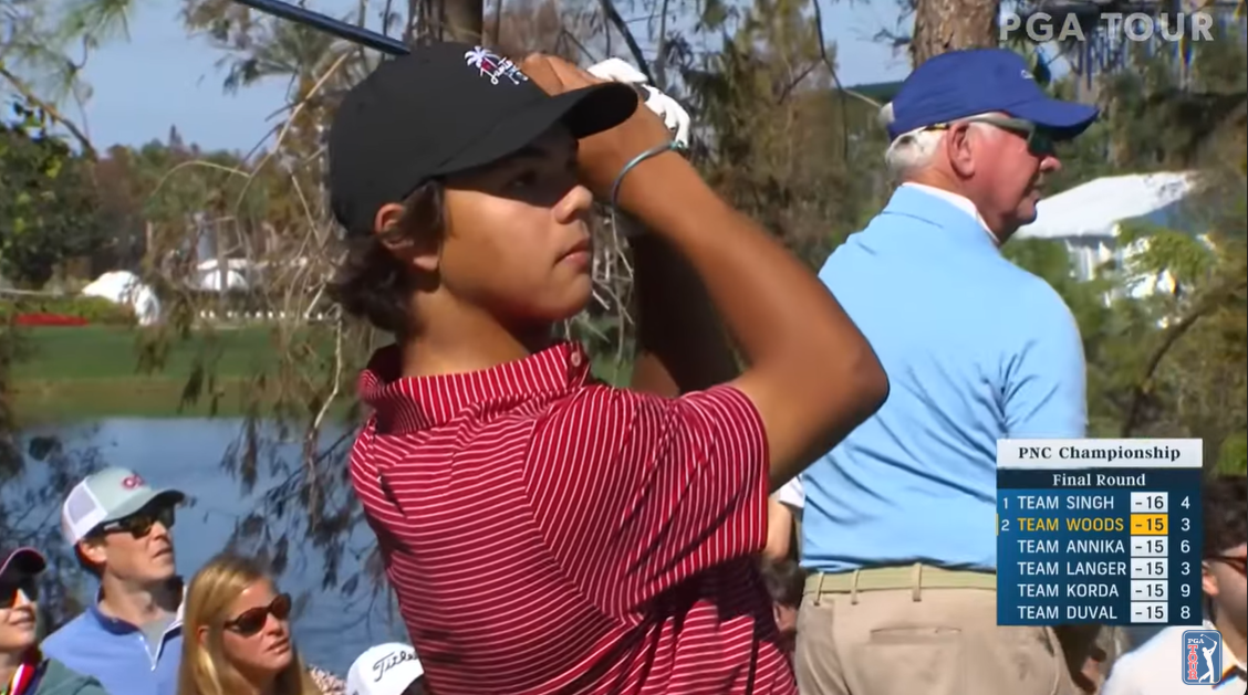 Charlie Woods at the final round of the 2024 PNC Championship in Florida, posted on December 23, 2024 | Source: YouTube.com/PGATOUR