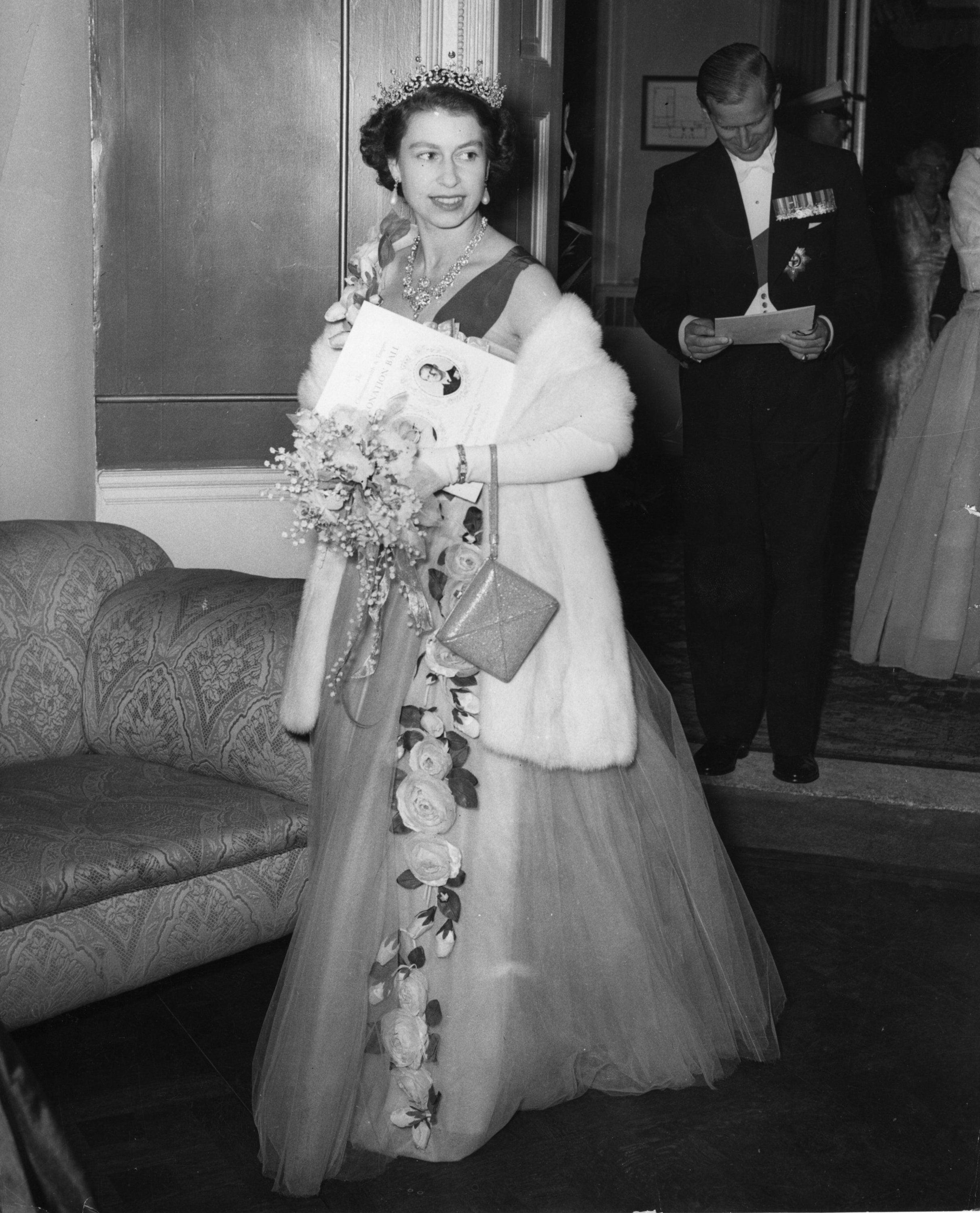 Queen Elizabeth II and the Duke of Edinburgh arriving at the Club House, Hurlingham Club, for the Commonwealth and Empire Coronation Ball given by the Royal Empire Society, Victoria League and Overseas League. | Source: Getty Images