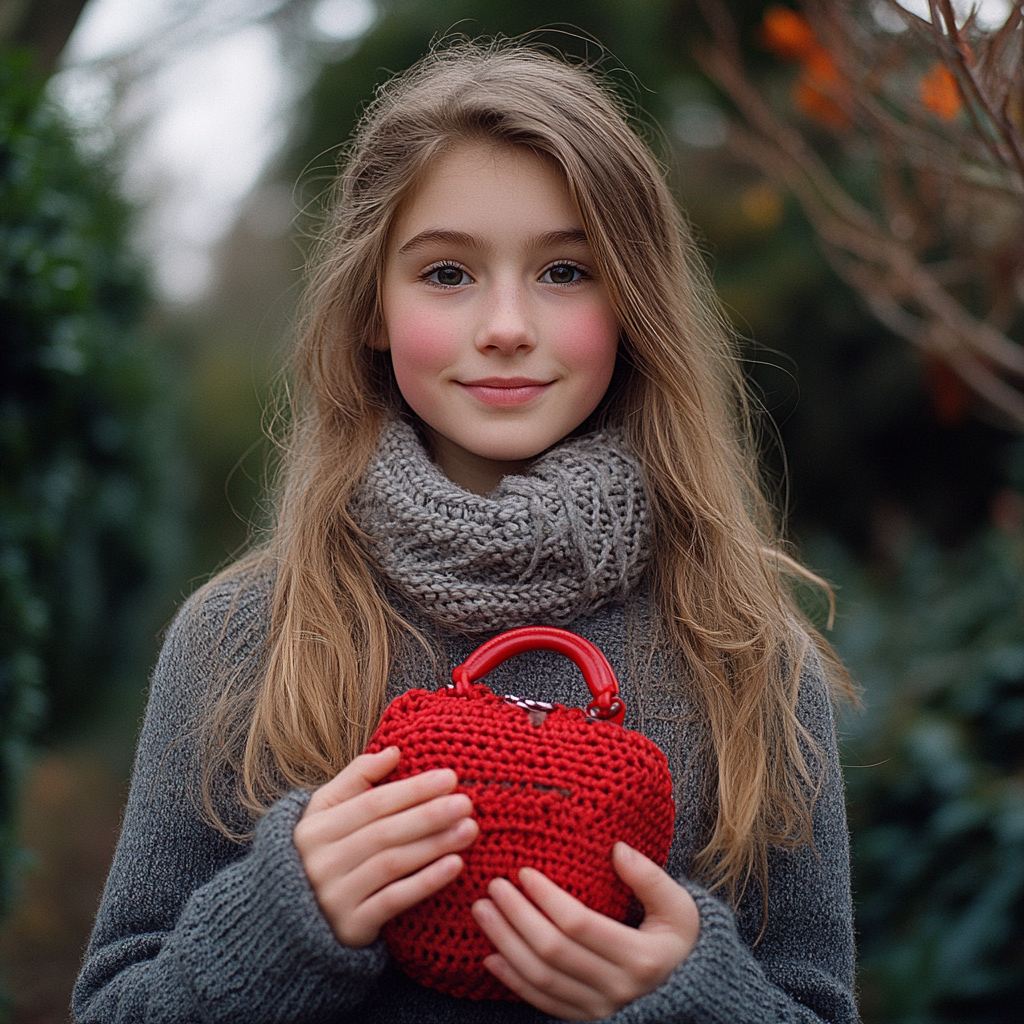 A happy girl holding a purse | Source: Midjourney