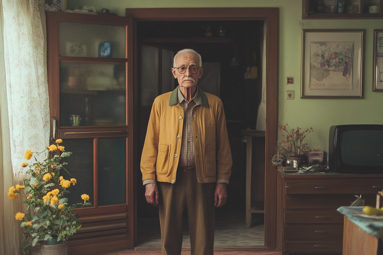 An older man standing in his house | Source: Midjourney