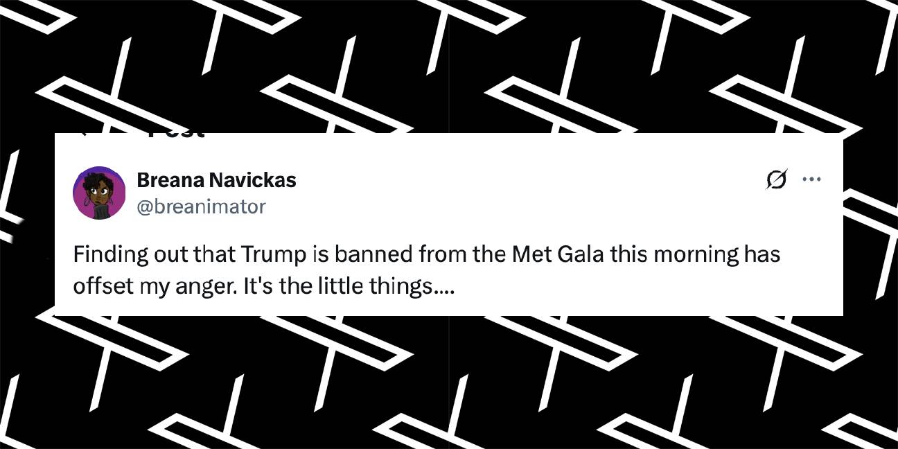 A fan's reaction to the news that Donald Trump may have been banned from attending the Met Gala, from a post dated May 6, 2025 | Source: X/breanimator