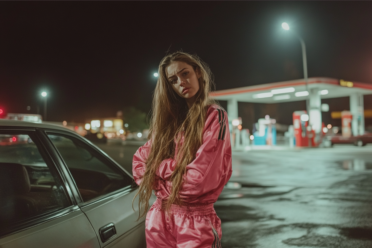 A woman standing beside a car | Source: Midjourney