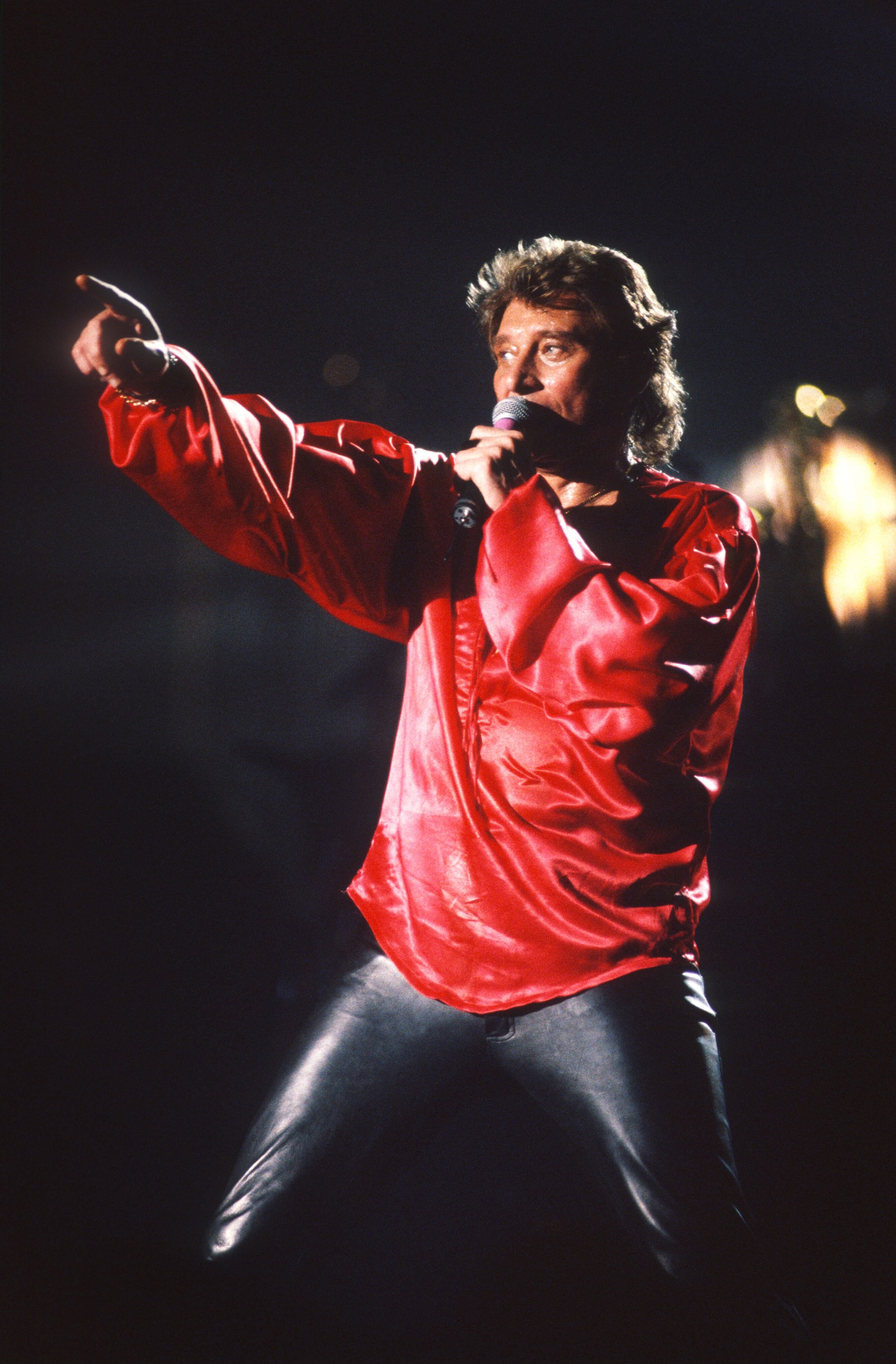 Le légendaire Johnny Hallyday en concert. l Source : Getty Images