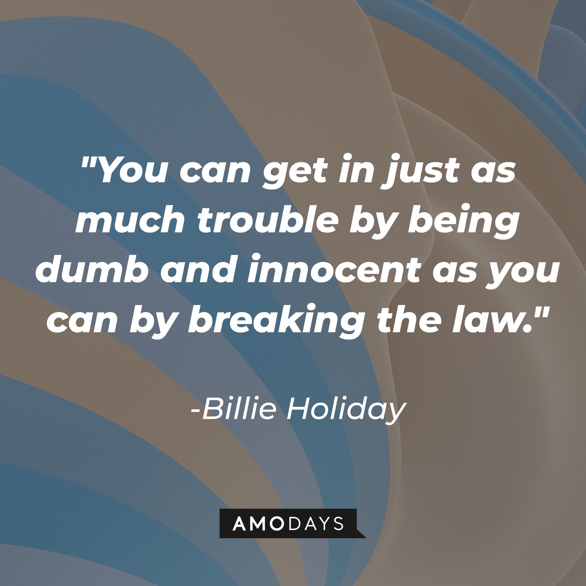 Billie Holiday's quote "You can get in just as much trouble by being dumb and innocent as you can by breaking the law." | Source: Unsplash.com