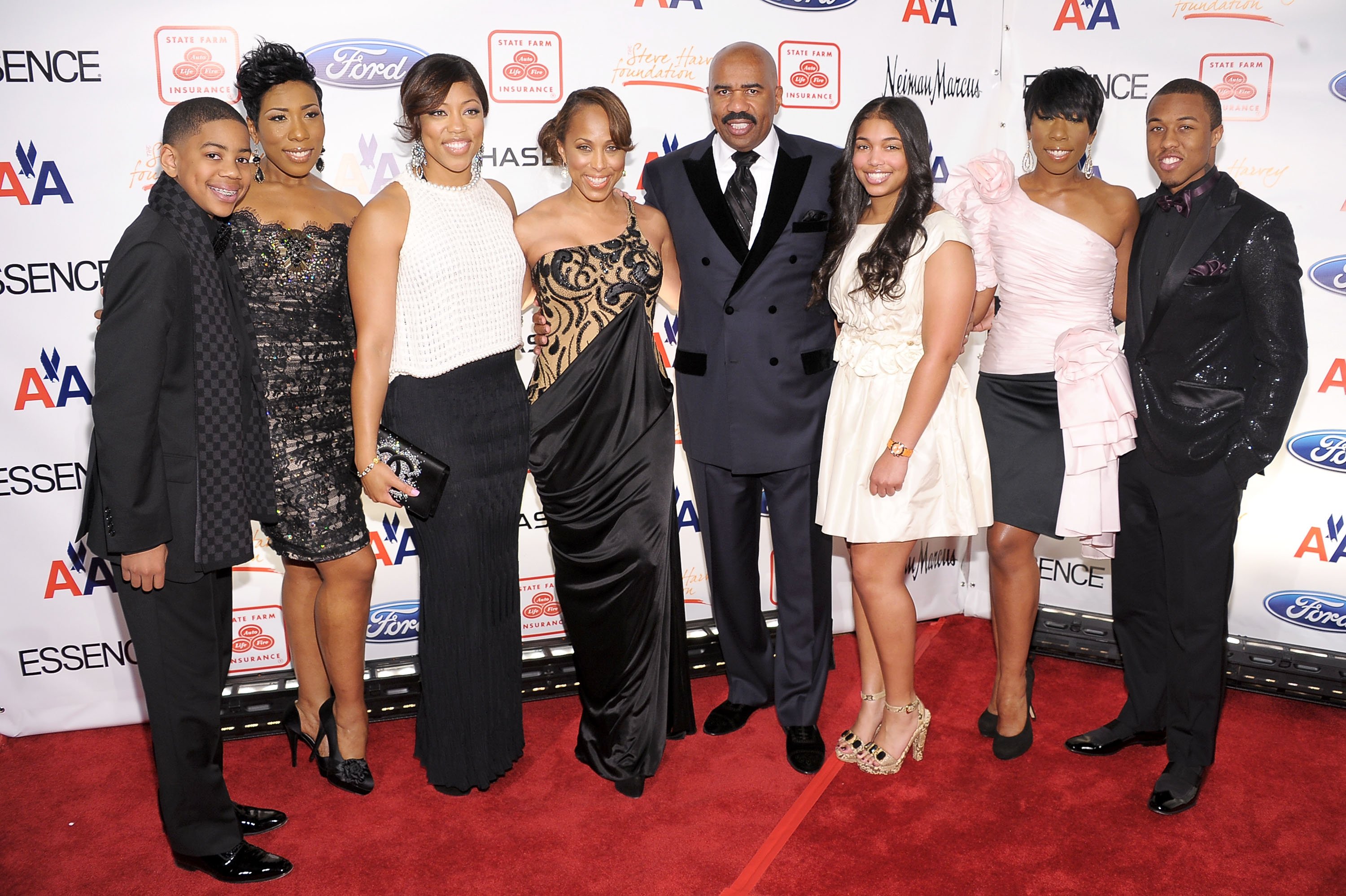 Wynton Harvey, Karli Harvey, Morgan Harvey, Marjorie Harvey, comedian Steve Harvey, Lori Harvey, Brandi Harvey and Jason Harvey attend the 2nd annual Steve Harvey Foundation Gala at Cipriani, Wall Street on April 4, 2011 in New York City | Source: Getty Images 