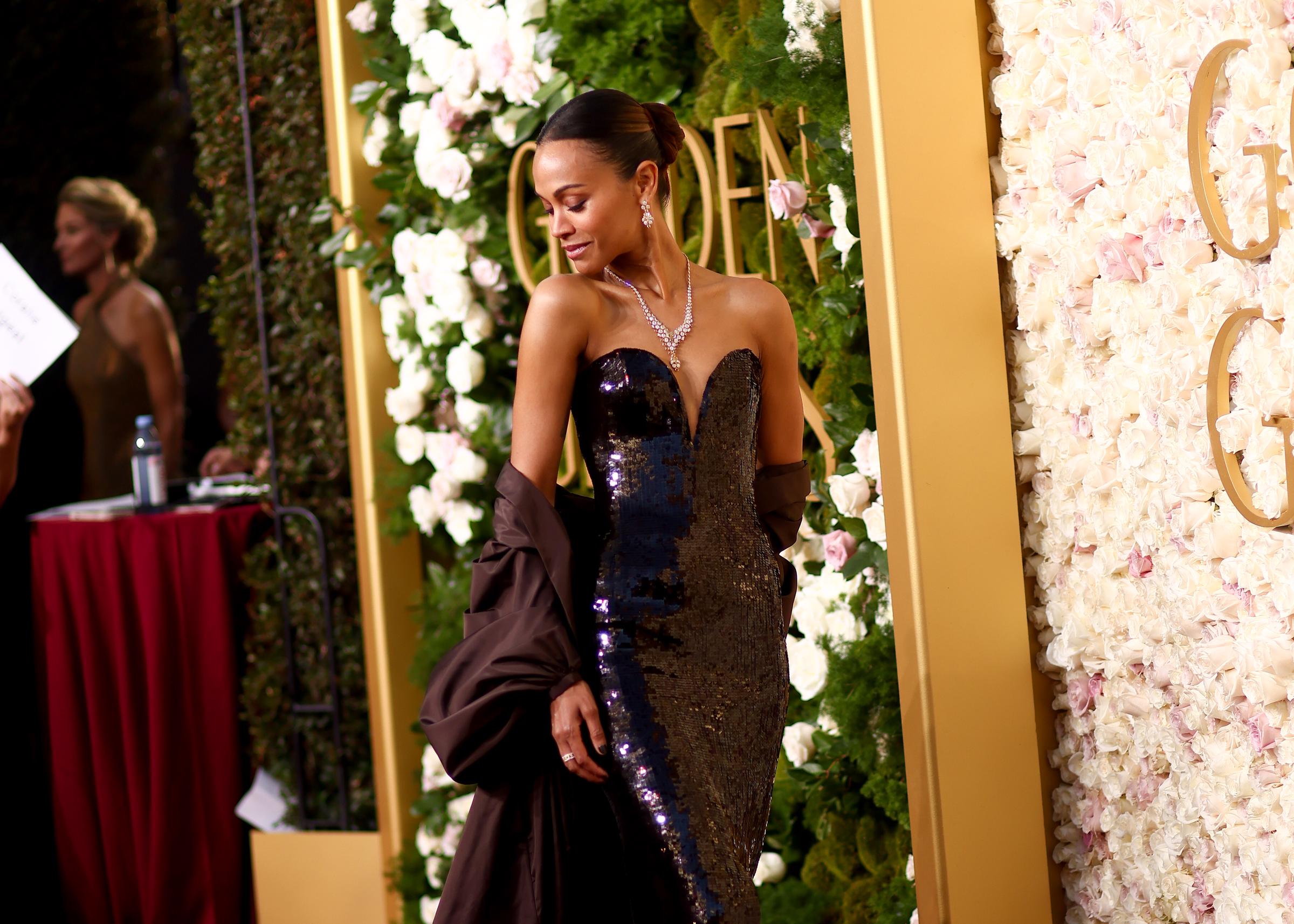 Zoe Saldana at the 82nd Annual Golden Globe Awards at The Beverly Hilton in Beverly Hills, California, on January 5, 2025 | Source: Getty Images