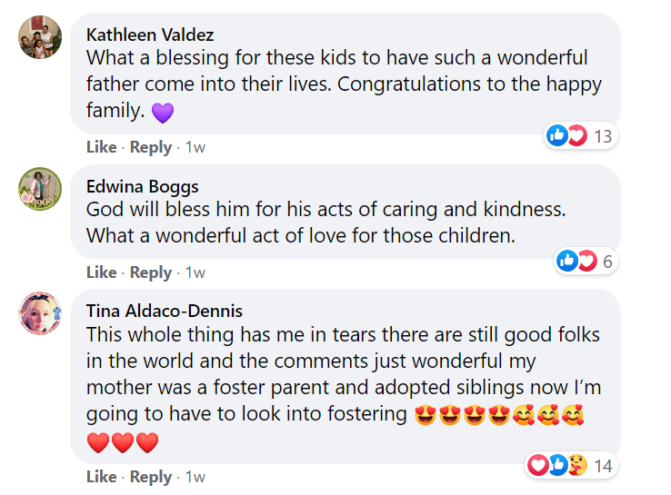 Many people took to the comment section of a post by Hamilton County JFS Adoption & Foster Care Recruitment on October 30, 2020 to praise Robert Carter. | Photo: Facebook/@hcadopt 