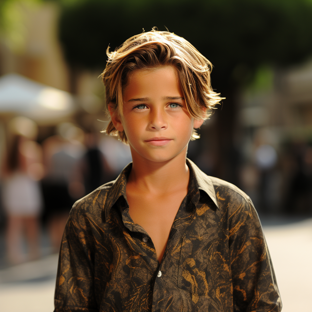 Jennifer Aniston and Brad Pitt's potential son as young boy via AI | Source: Midjourney