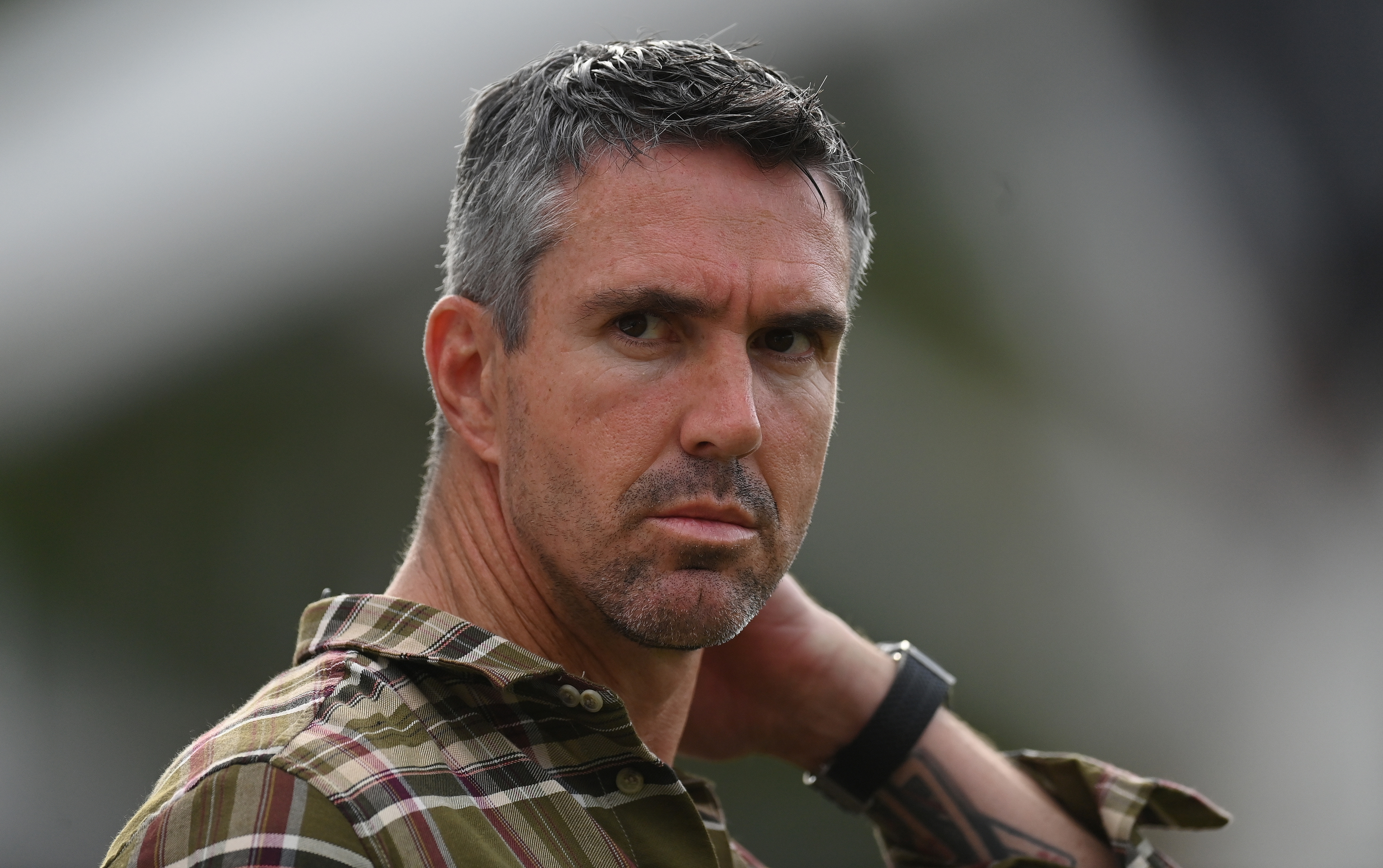 Kevin Pietersen before The Hundred match between Oval Invincibles Men and London Spirit Men at The Kia Oval on August 15, 2023 in London, England