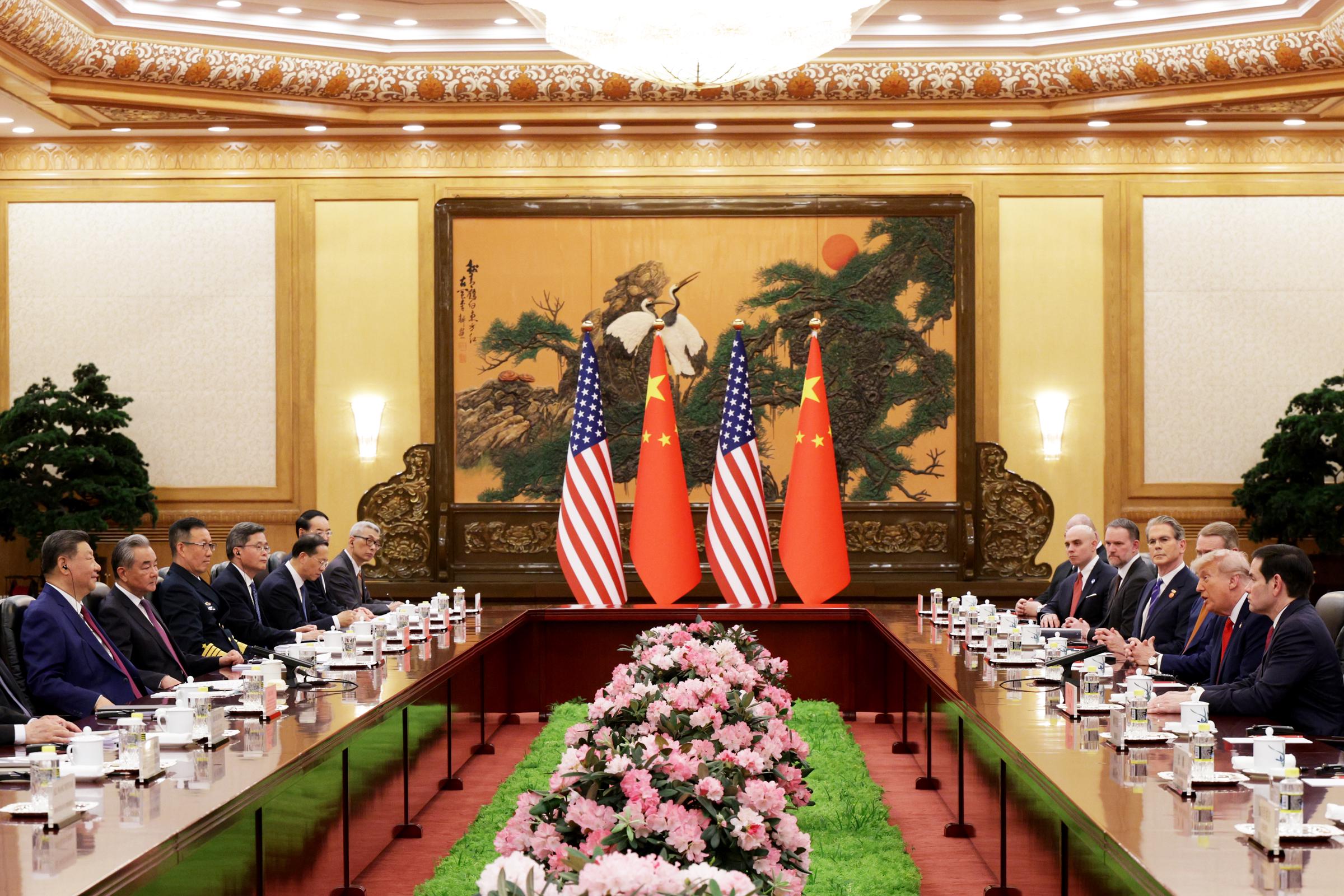 President Donald Trump and Chinese President Xi Jinping attend a bilateral meeting at the Great Hall of the People in Beijing, China, on May 14, 2026. | Source: Getty Images