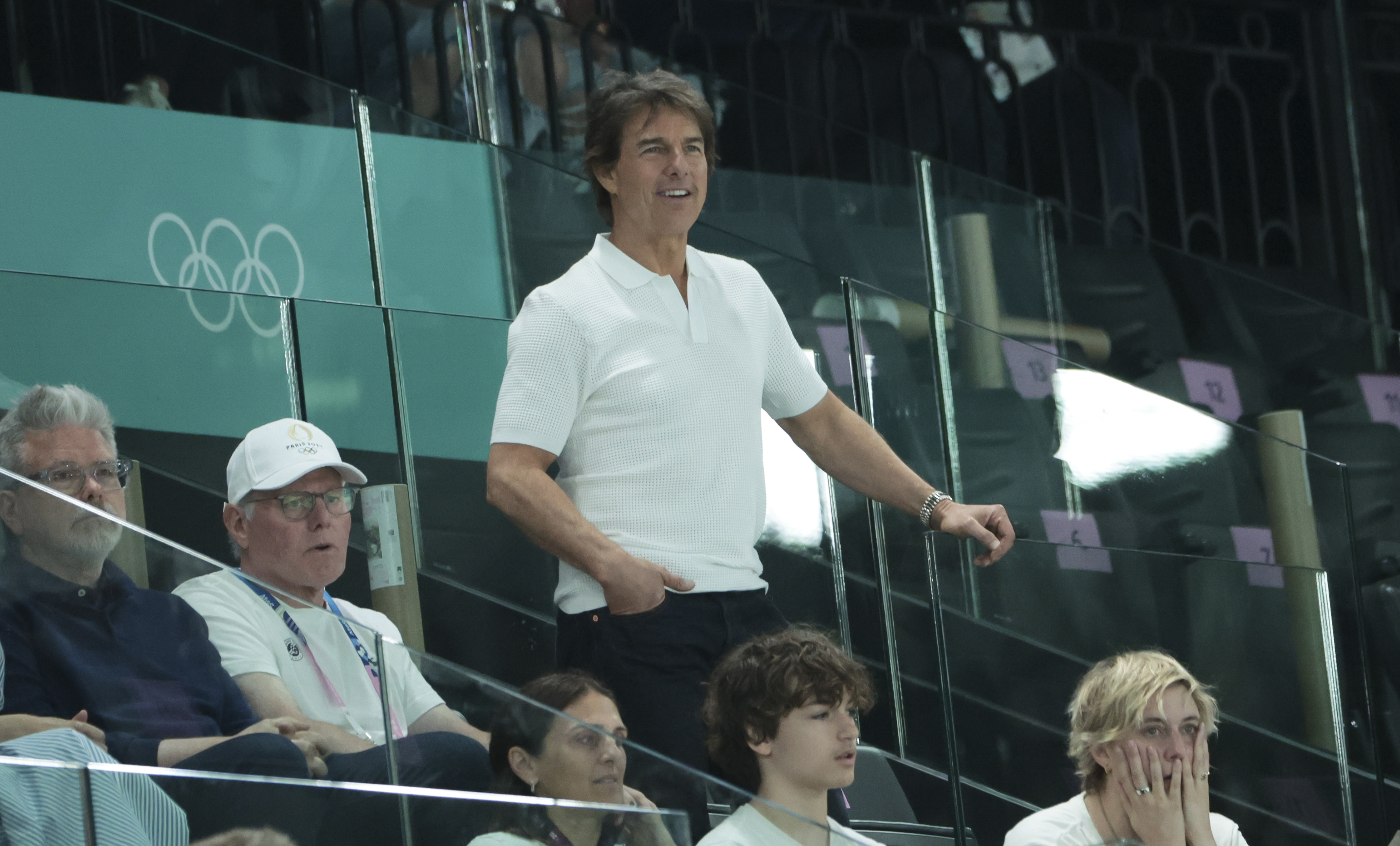 Tom Cruise at the Artistic Gymnastics Women's Qualification on day two of the Olympic Games on July 28, 2024 | Source: Getty Images