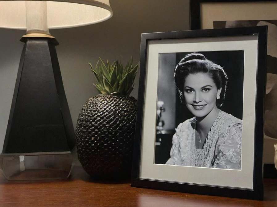 A framed photograph on a nightstand of a beautiful woman | Source: Midjourney