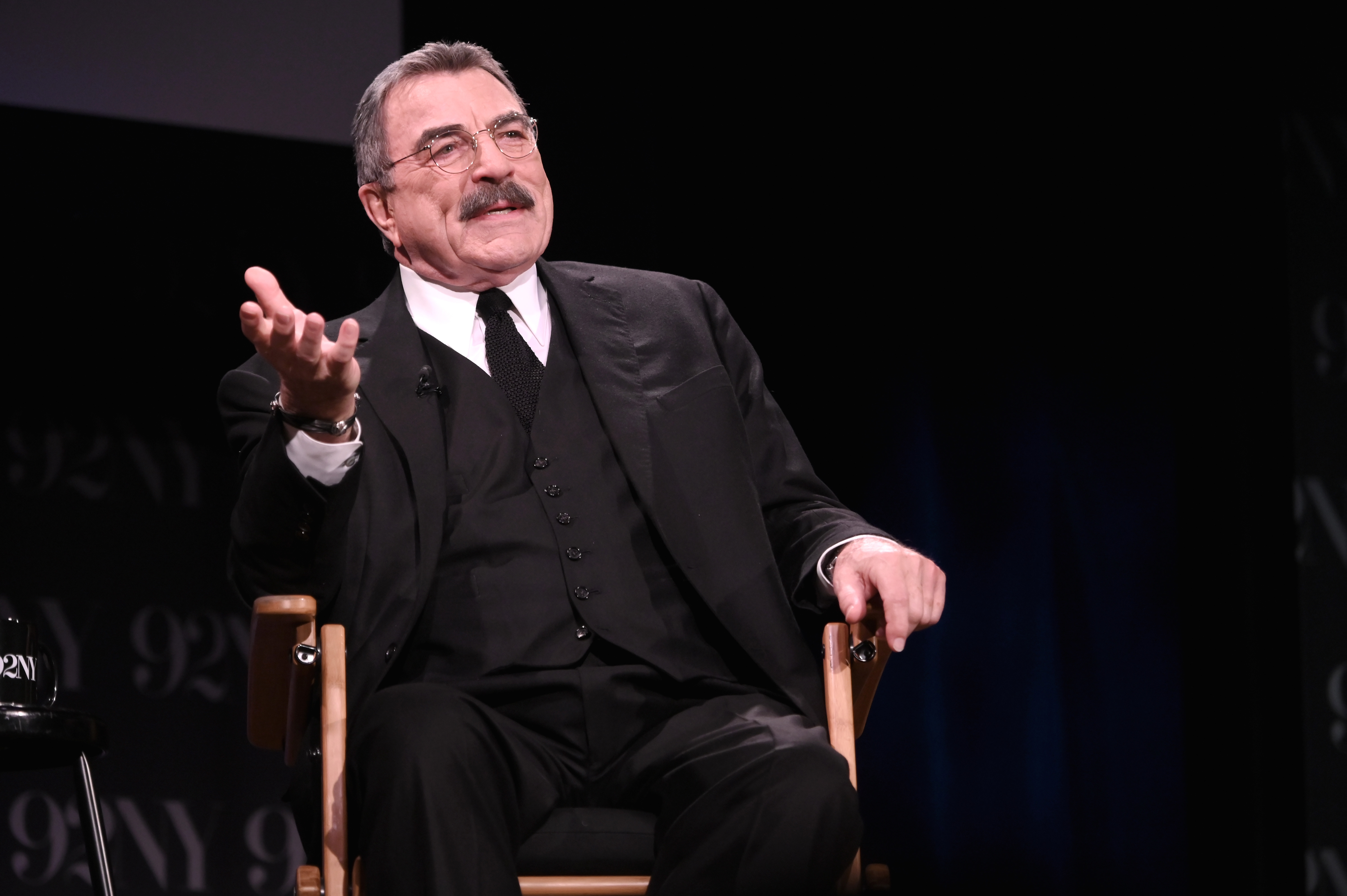 Tom Selleck speaking during a discussion about his book "You Never Know: A Memoir" in New York City on May 7, 2024 | Source: Getty Images