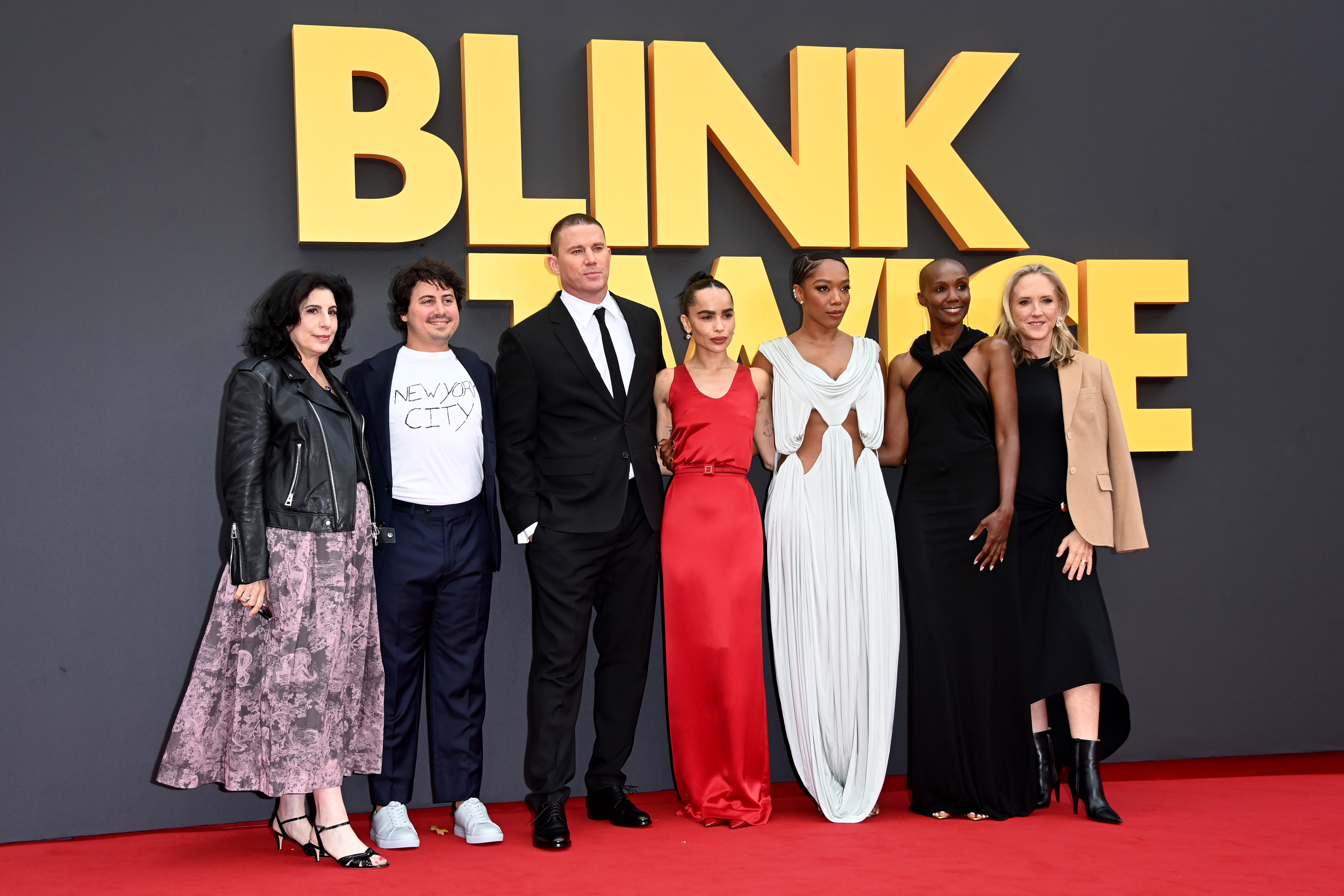 Sue Kroll, Garret Levitz, Channing Tatum, Zoë Kravitz, Naomi Ackie, Tiffany Persons, and Jennifer Salke. | Source: Getty Images