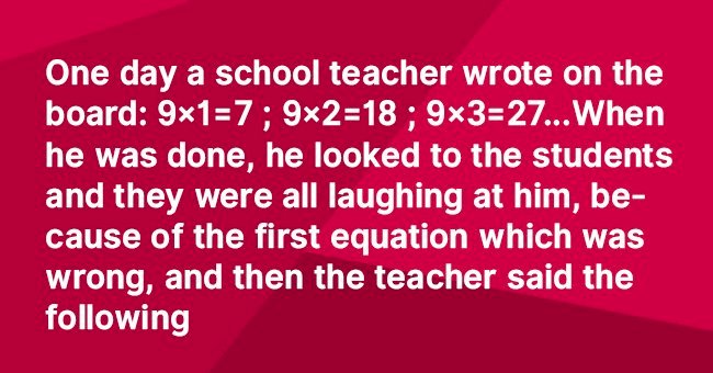Girl laughed when teacher wrote a wrong answer on the board