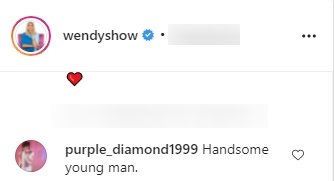 Fan's comment under a picture of Wendy Williams and her son, Kevin Hunter Jr., posted on the TV host's Instagram page | Photo: Instagram.com/wendyshow