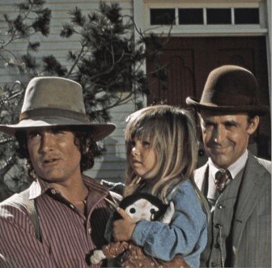 Michael Landon as Charles Philip Ingalls, Lindsay/Sidney Greenbush as Carrie Ingalls, Richard Bull as Nelson "Nels" Oleson on "Little House on the Prairie" | Source: Getty Images