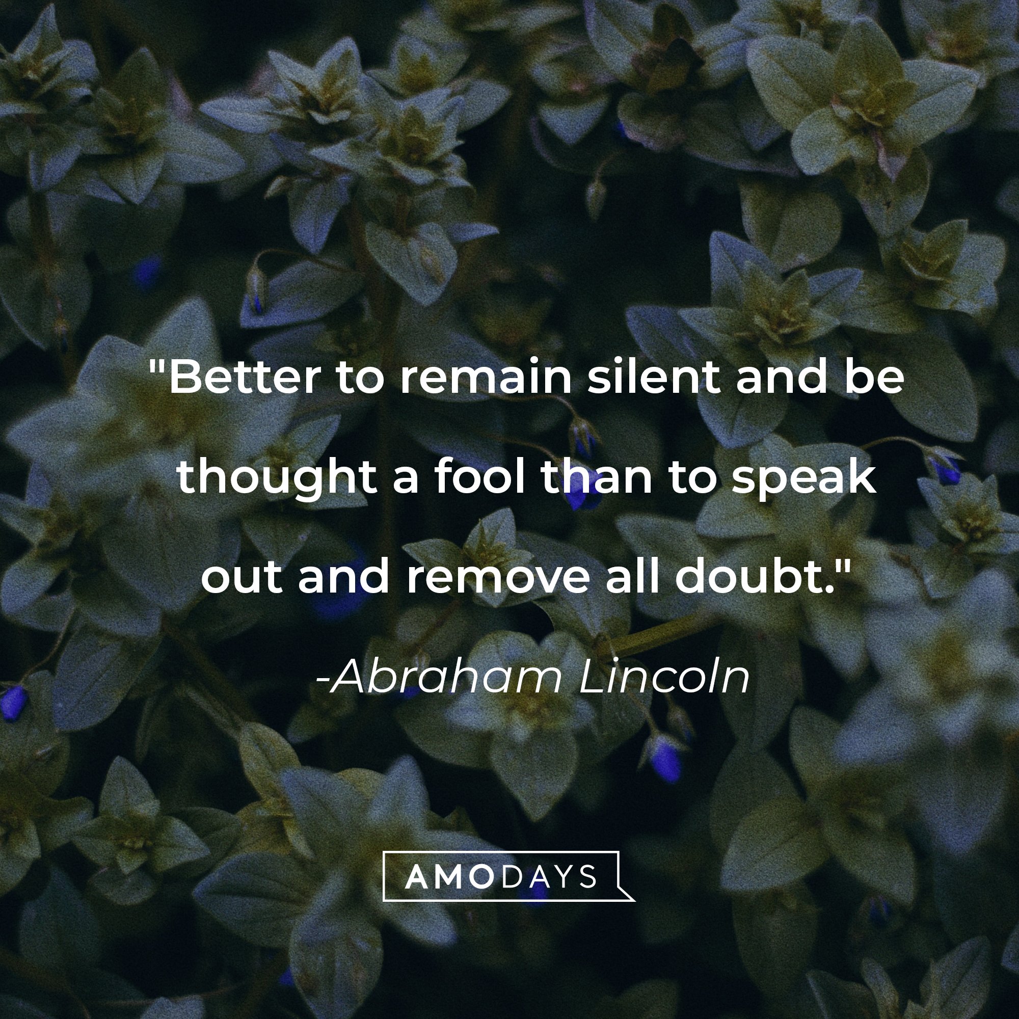 Abraham Lincoln's quote: "Better to remain silent and be thought a fool than to speak out and remove all doubt." | Image: AmoDays 