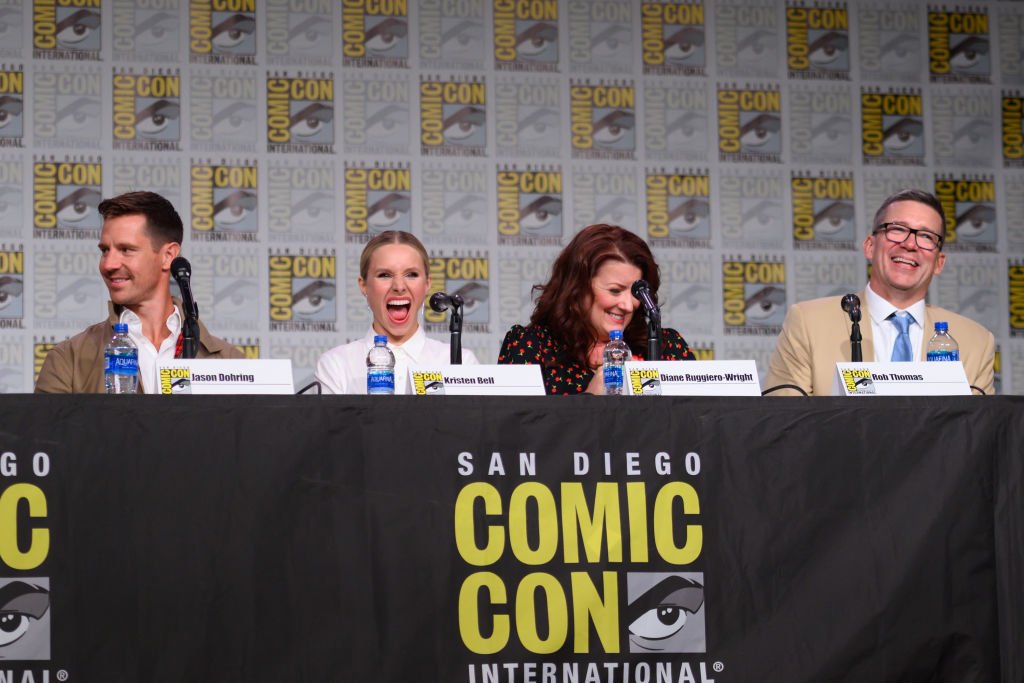 Jason Dohring, Kristen Bell, Diane Ruggiero-Wright and Rob Thomas. Image Credits: Getty Images