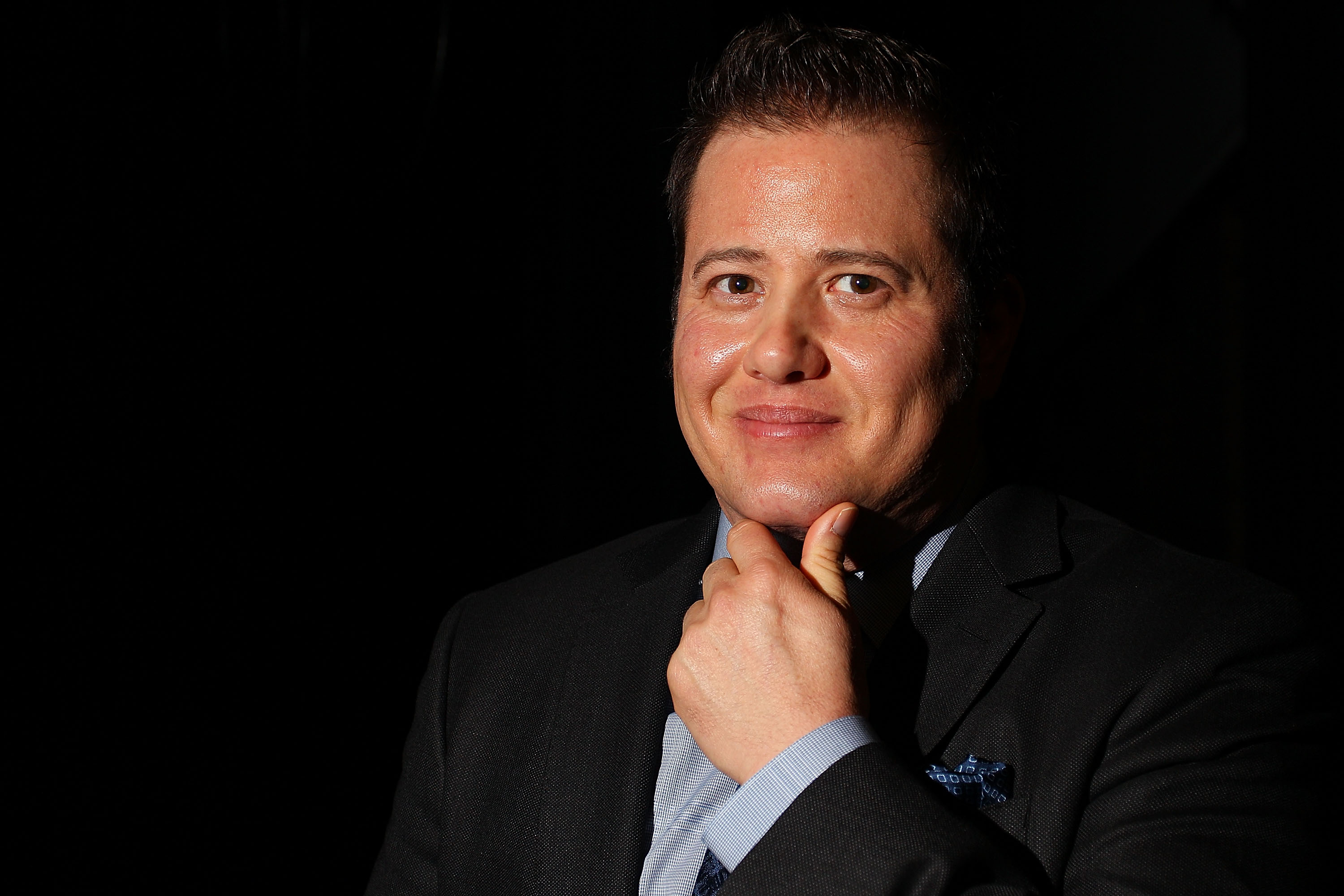 Chaz Bono poses backstage prior to speaking with Dr Elizabeth Riley as part of the Sydney Gay & Lesbian Mardi Gras at the Seymour Centre in Sydney, Australia, on February 26, 2014. | Source: Getty Images