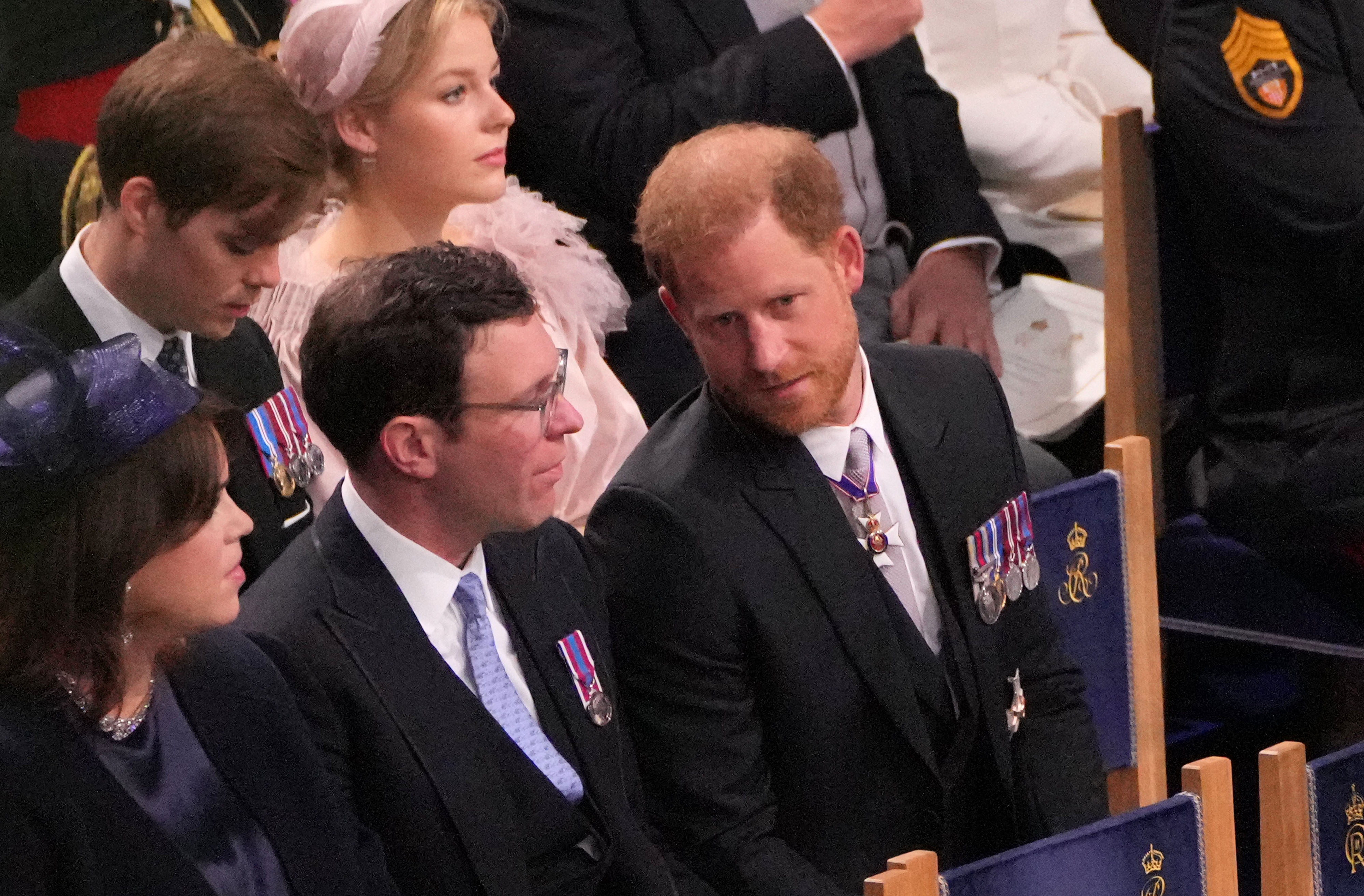 Princess Eugenie, Jack Brooksbank, and Prince Harry. | Source: Getty Images