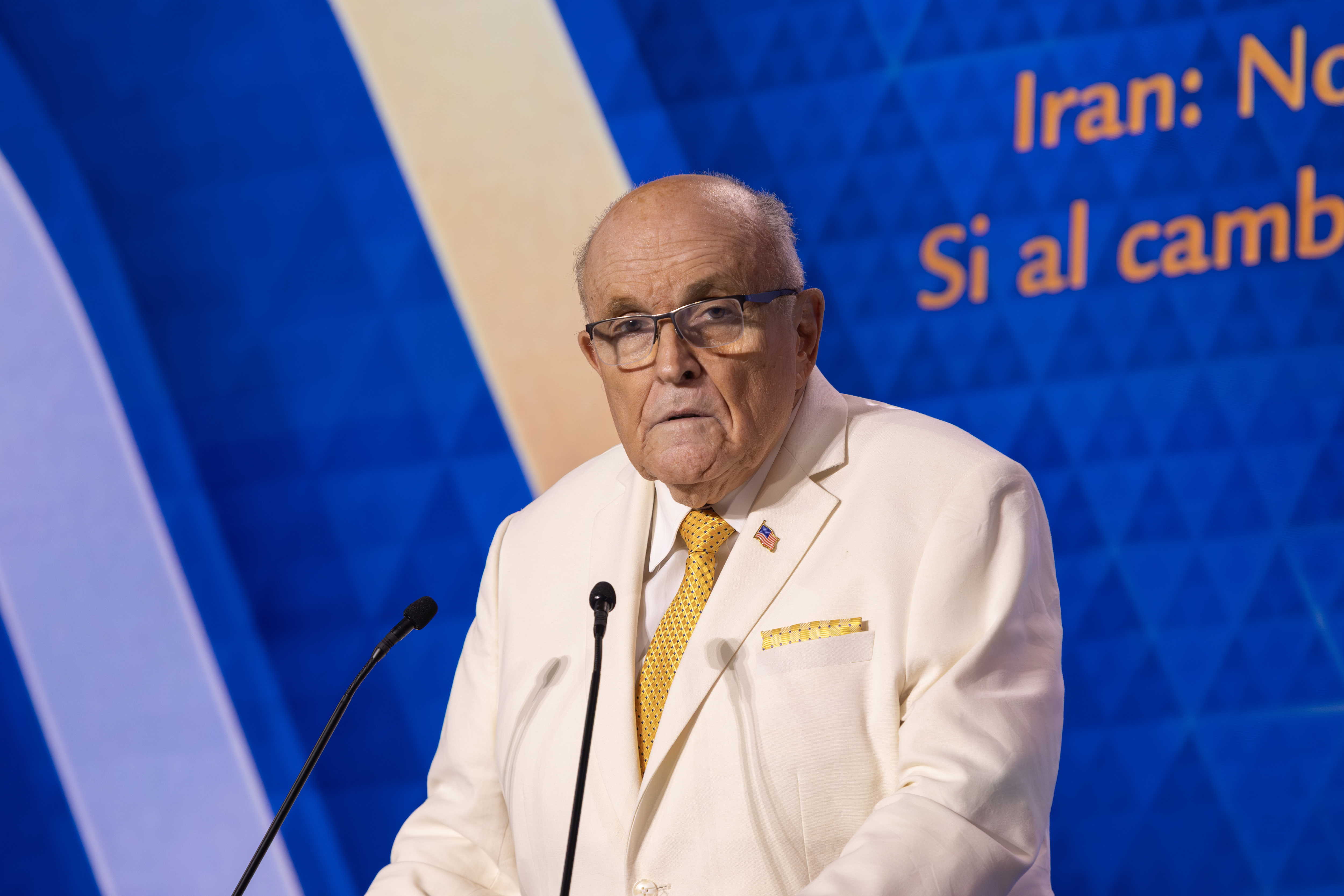 Rudy Giuliani, former Mayor of New York City, addresses at the Free Iran World Summit 2025 on July 31, 2025 | Source: Getty Images