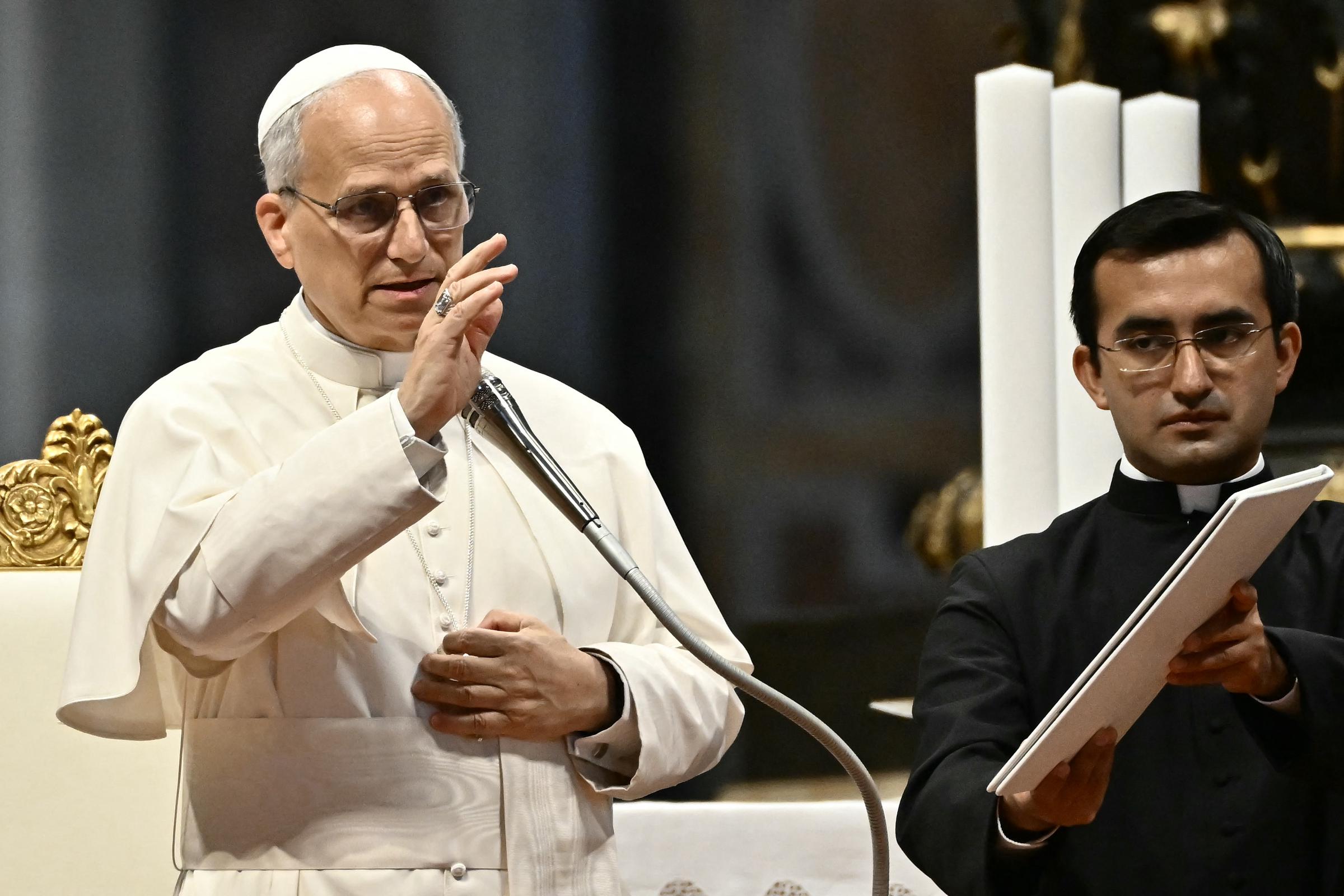 Pope Leo XIV leads a Jubilee audience on June 14, 2025 at St Peter's basilica in The Vatican | Source: Getty Images