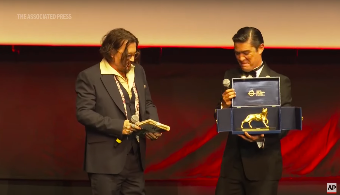 Riccardo Scamarcio presenting the Lifetime Achievement Award to Johnny Depp, posted on October 27, 2024 | Source: YouTube/Associated Press