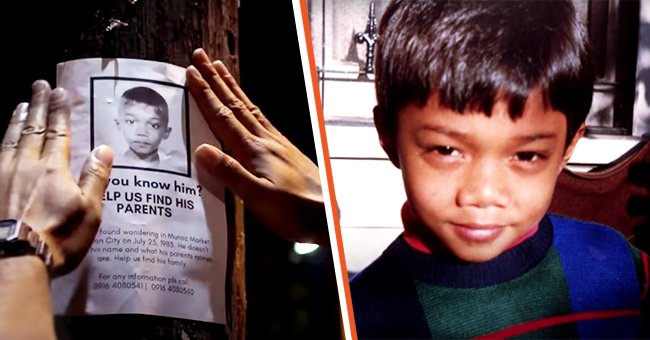 [Left] A picture of a young Joel De Carteret on a poster; [Right] Joel De Carteret  when he was a child. | Source: youtube.com/60 Minutes Australia