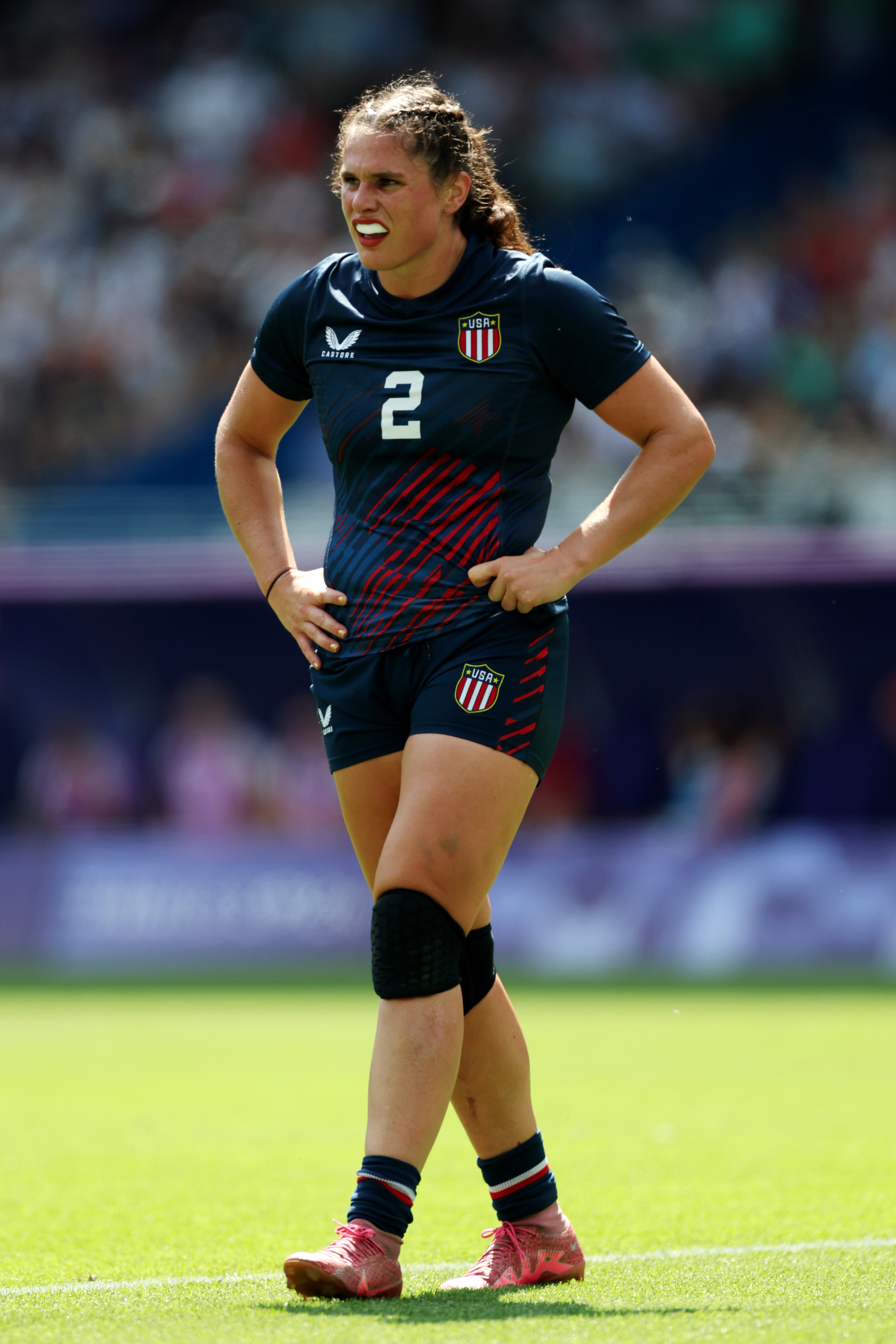 Ilona Maher during the Women's Rugby Sevens Pool C match between France and United States on day three of the Olympic Games Paris 2024 on July 29 in France. | Source: Getty Images