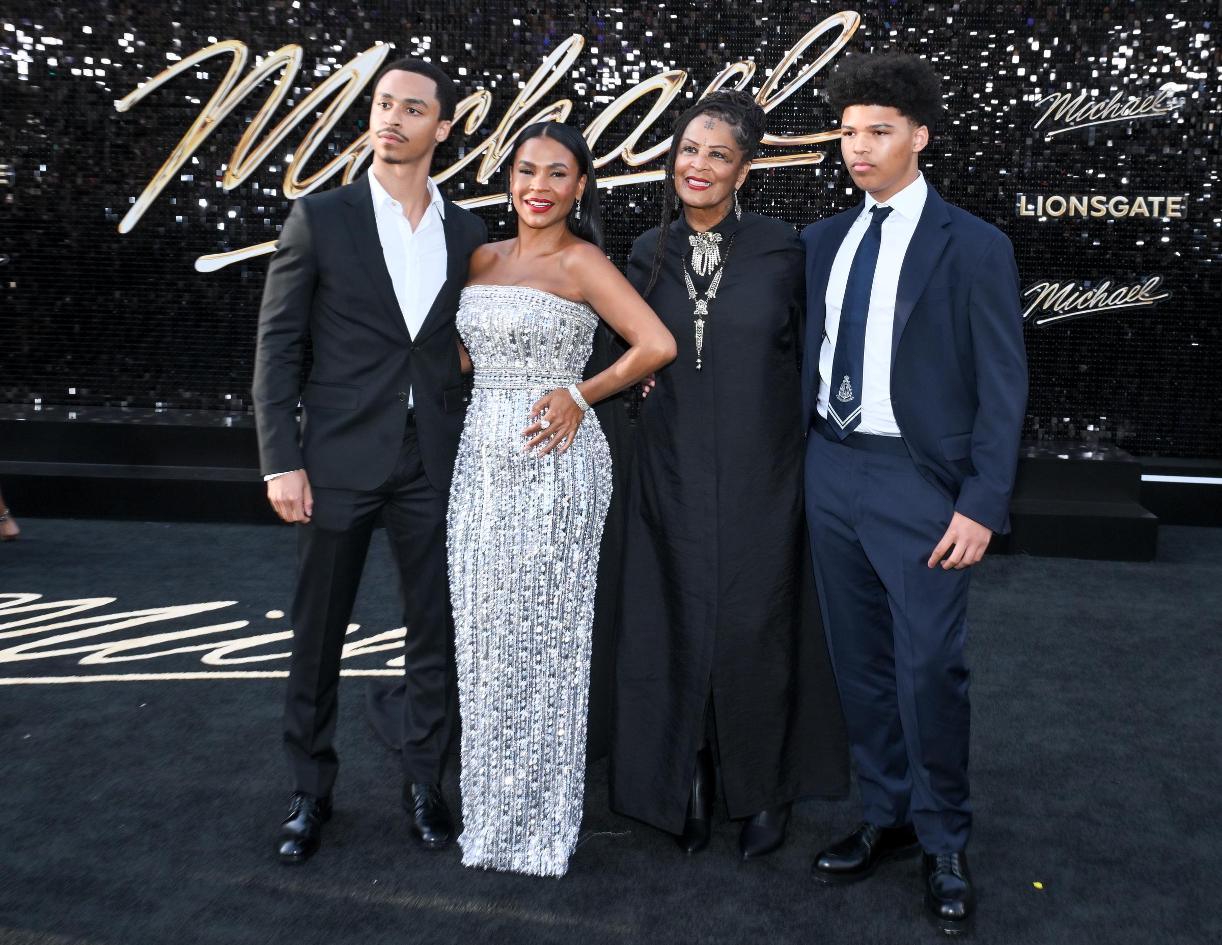 Massai Zhivago Dorsey II, Nia Long, Talita Long and Kez Sunday Udoka attend the premiere of Lionsgate's "Michael" at Dolby Theatre on April 20, 2026, in Hollywood, California | Source: Getty Images