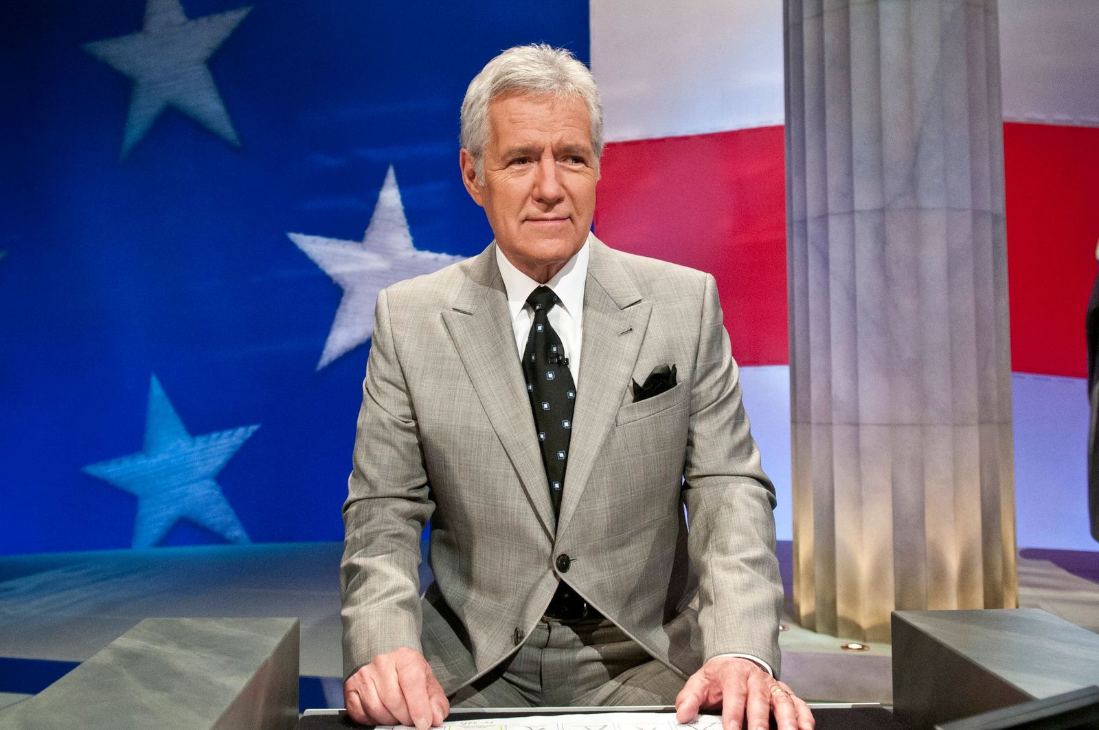 Alex Trebek at a rehearsal before a taping of Jeopardy! Power Players Week at DAR Constitution Hall on April 21, 2012 | Photo: Getty Images