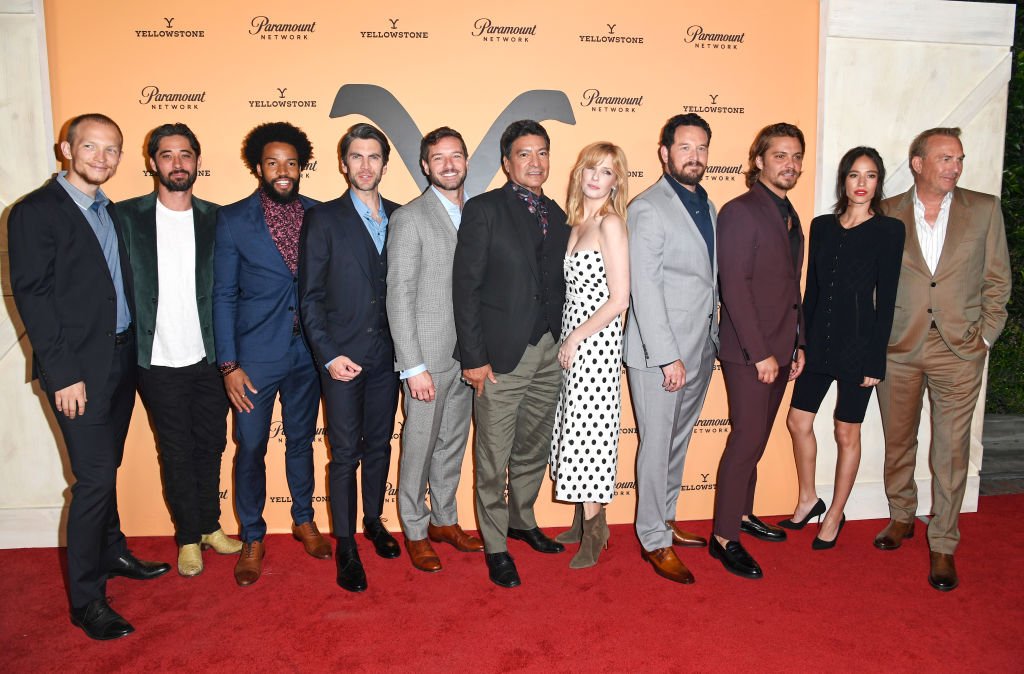 Jefferson White, Ryan Bingham, Denim Richards, Wes Bentley, Ian Bowen, Gil Birmingham, Kelly Reilly, Cole Hauser, Luke Grimes, Kelsey Chow and Kevin Costner at Paramount Network's "Yellowstone" Season 2 Premiere Party , May 2019 | Source: Getty Images