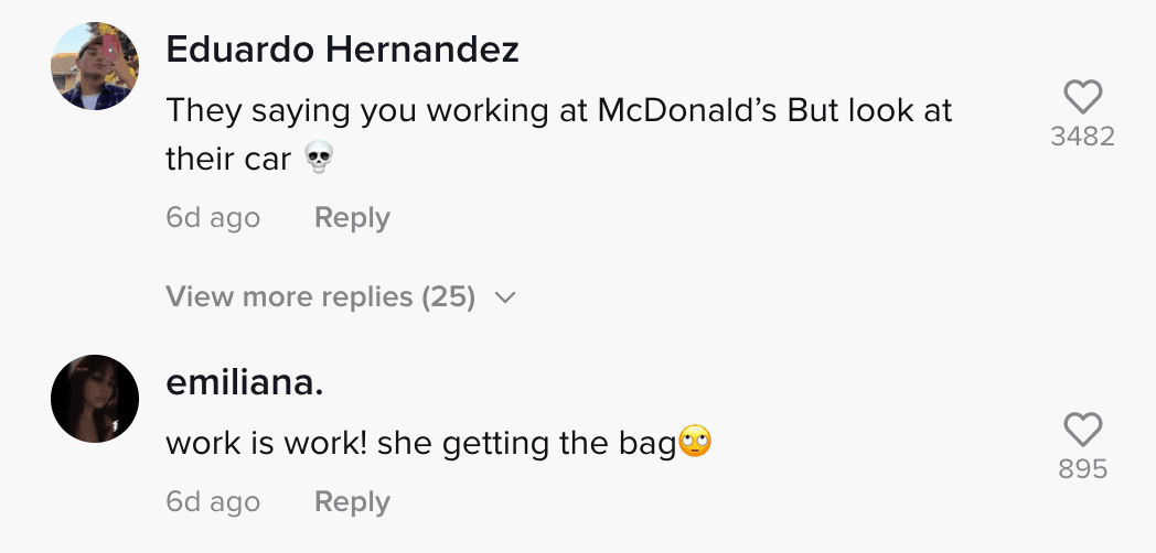 Comment section of video where McDonald's employee showed footage of men who insulted her at drive-thru window | Photo: TikTok/yglingling