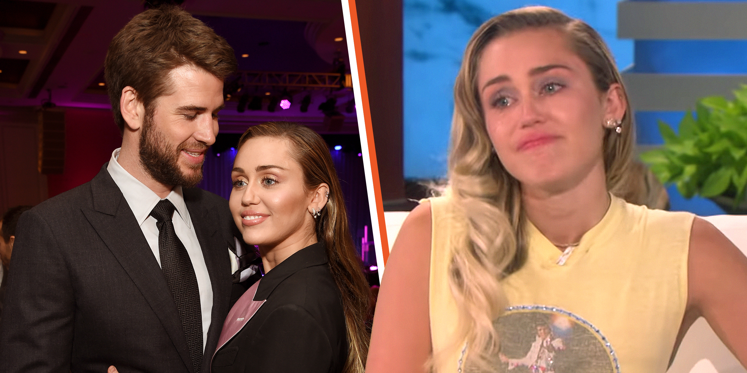 Liam Hemsworth and Miley Cyrus | Miley Cyrus | Source: Getty Images | Youtube.com/TheEllenShow