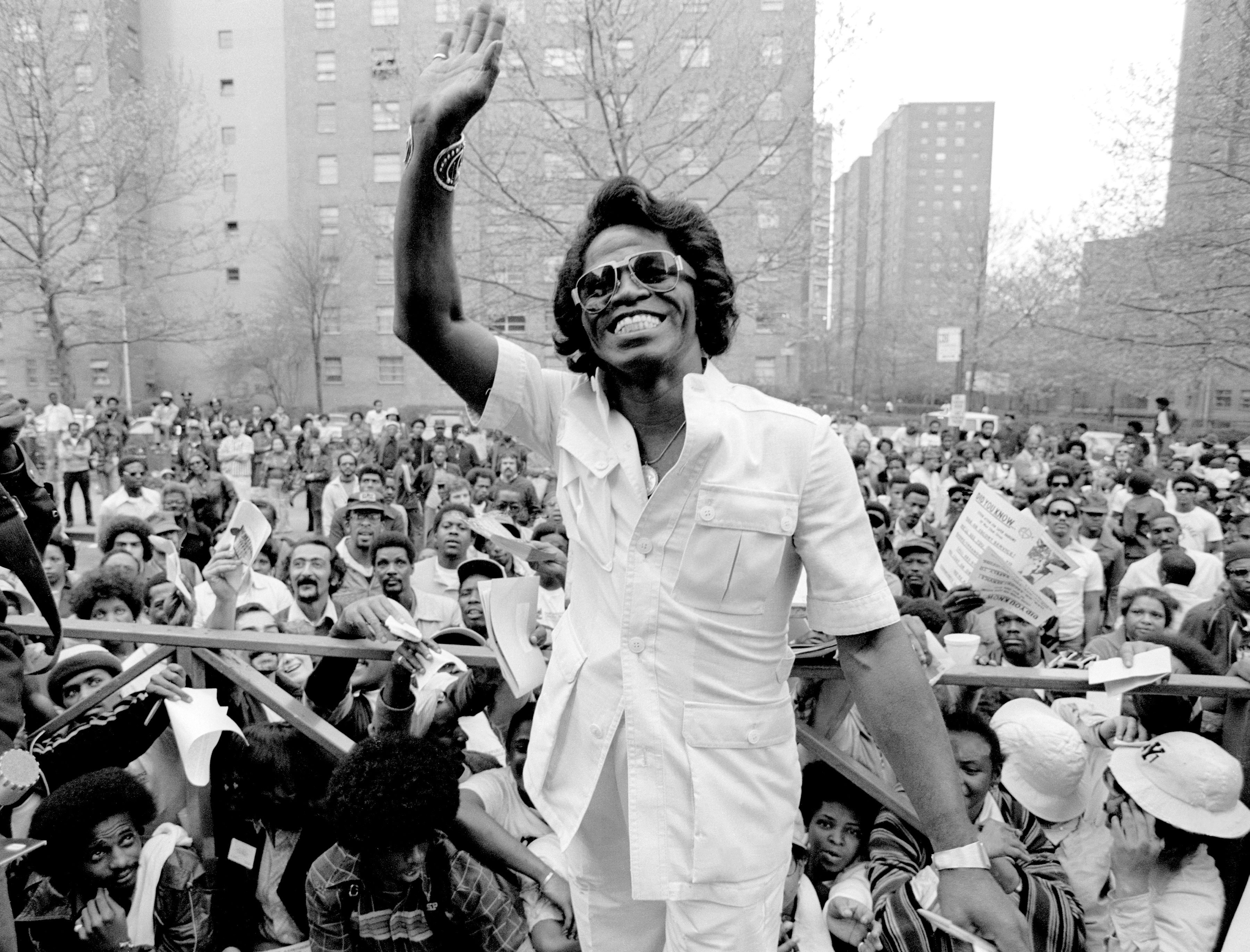 James Brown visits Harlem in New York to meet fans on May 03 1979 | Source: Getty Images