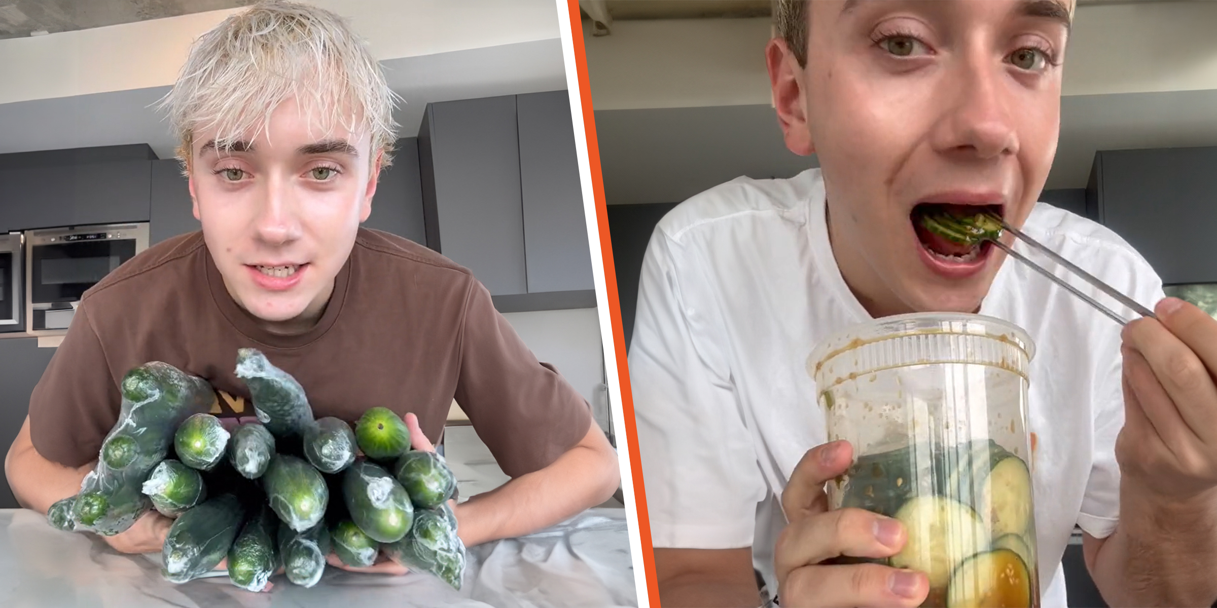 Logan Moffitt with his trendy cucumbers | Source: TikTok via tiktok.com/@logagm